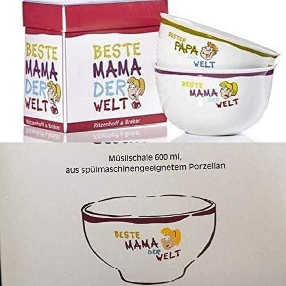 Ritzenhoff Müslischüssel Porzellan, Schale ca. Ø 14, Schüssel, Beste Mama der Welt, (1-tlg), Porzellan / Ideal als Geschenk