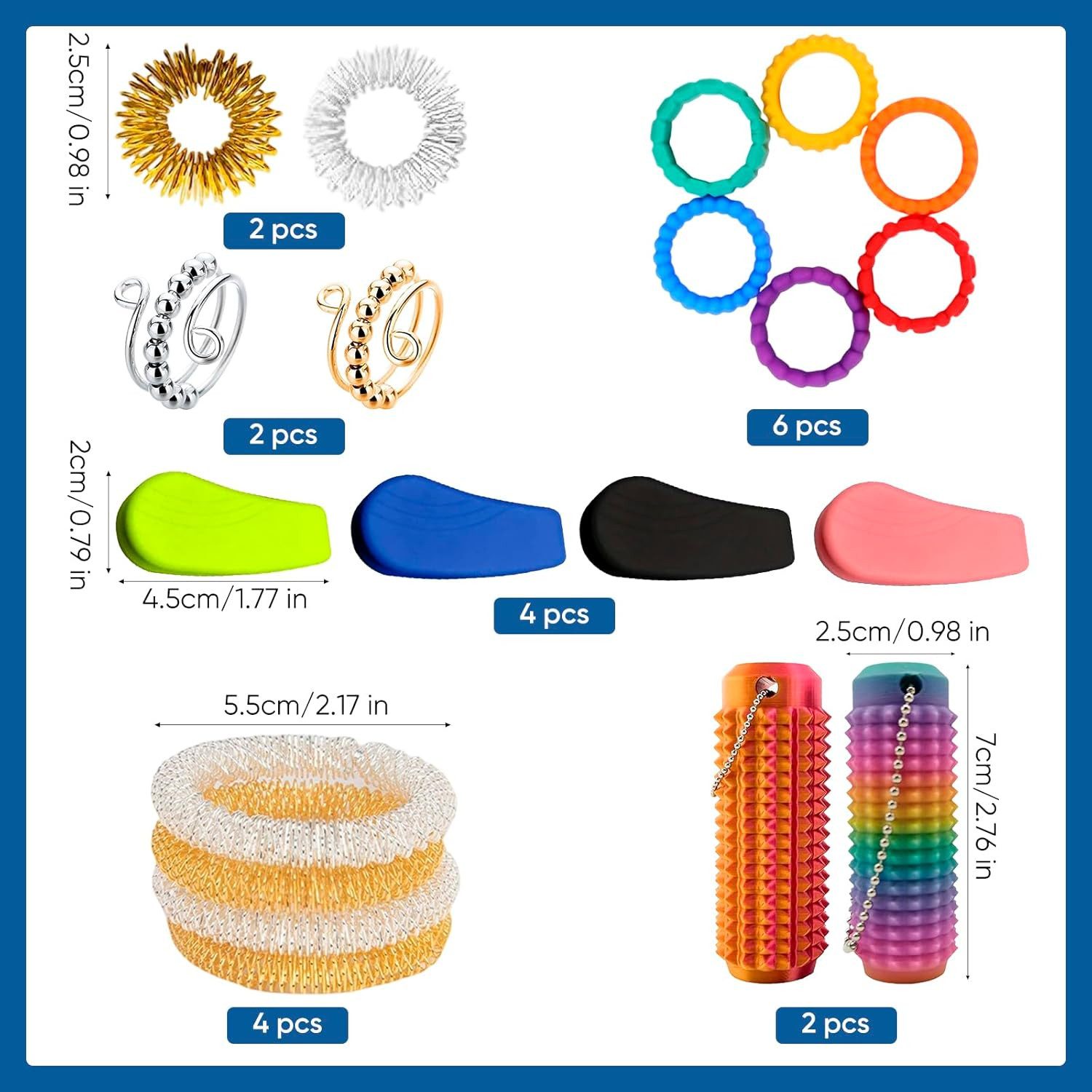 FELIXLEO Massageball 20 Stück Anti Stress Set mit Akupressur Ringen und Bällen, 20-tlg. – Bild 2 von 5