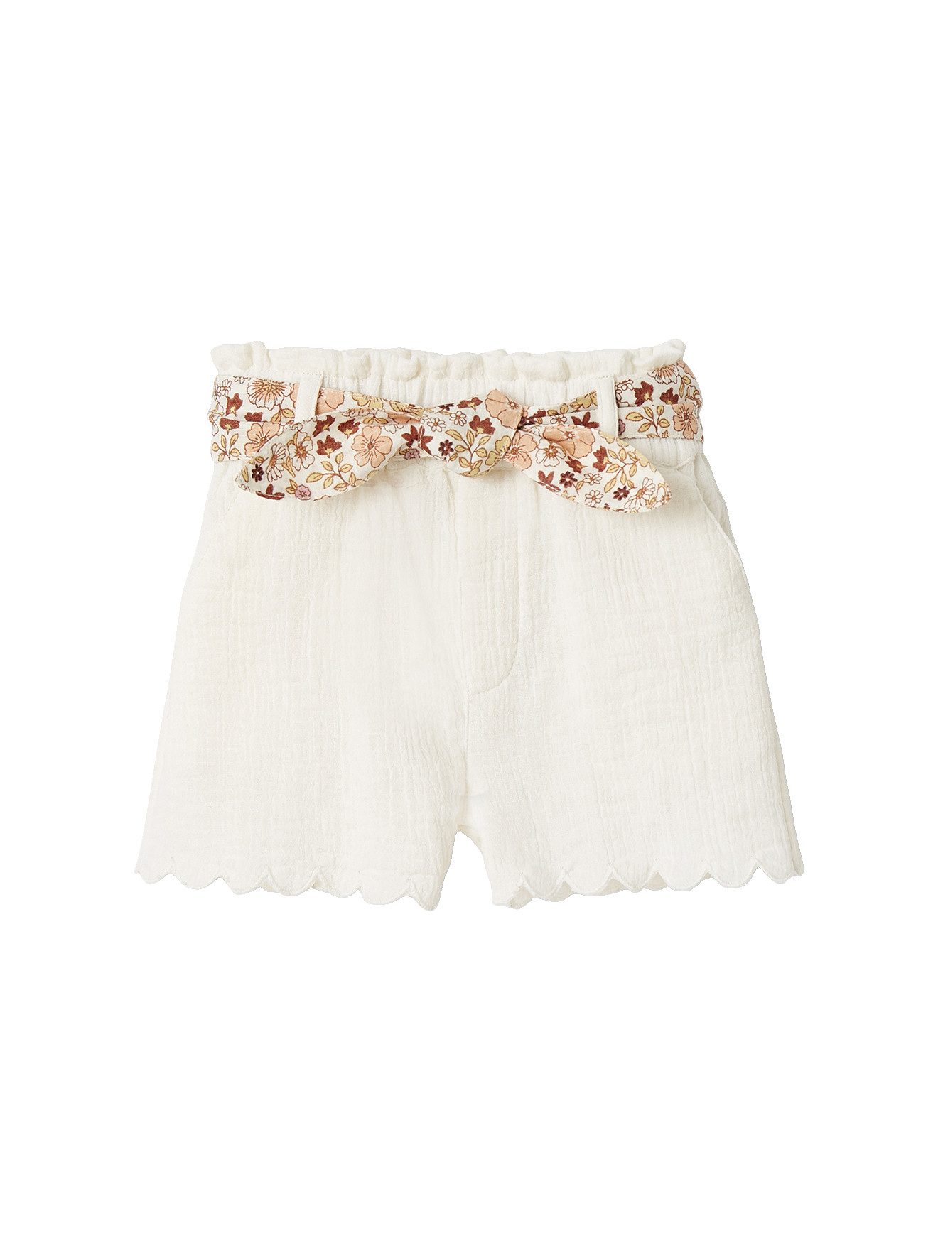 Shorts Baby Musselin-Shorts mit Blumengürtel