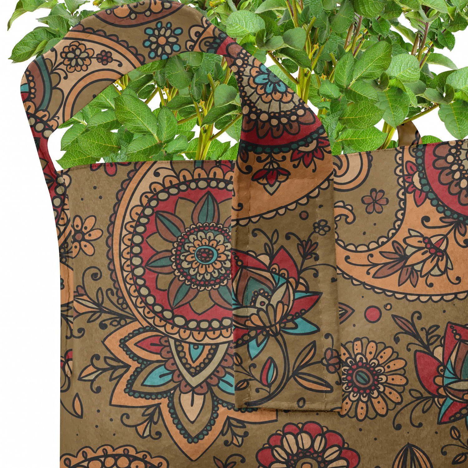 Stofftöpfe hochleistungsfähig Abakuhaus Pflanzen, Paisley mit Vintage-Motiv Pflanzkübel Griffen für