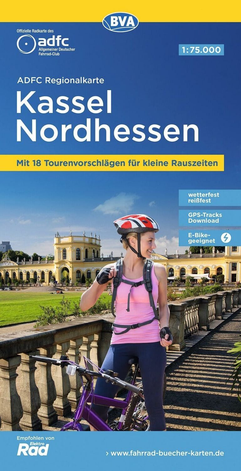 ADFC-Regionalkarte Kassel Nordhessen, 1:75.000, mit Tagestourenvorschl / diverse, mit Tagestourenvorschlägen, reiß- und wetterfest, E-Bike-geeignet, GPS-Tracks-Download
