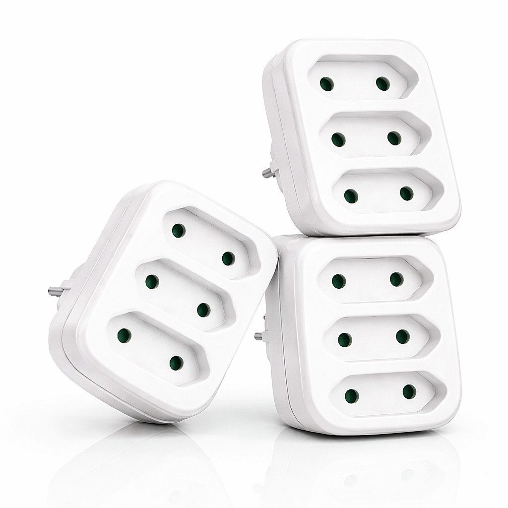 VABIONO Steckdose Mehrfachstecker Multistecker 3-fach Euro-Adapter mit Kindersicherung, 3-St., Deutsche Marke, kostenloser Versand