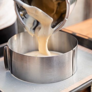 Mixcover Küchenmaschinen Zubehör-Set ThermoTasty: Verstellbarer Tortenring, rund aus Edelstahl