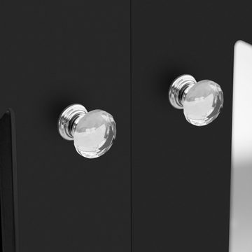 Merax Sideboard mit Spiegelelementen und geometrischem Trellis-Muster, Kommode mit Spiegelfront, Anrichte, B/H/T: 160/84/40cm