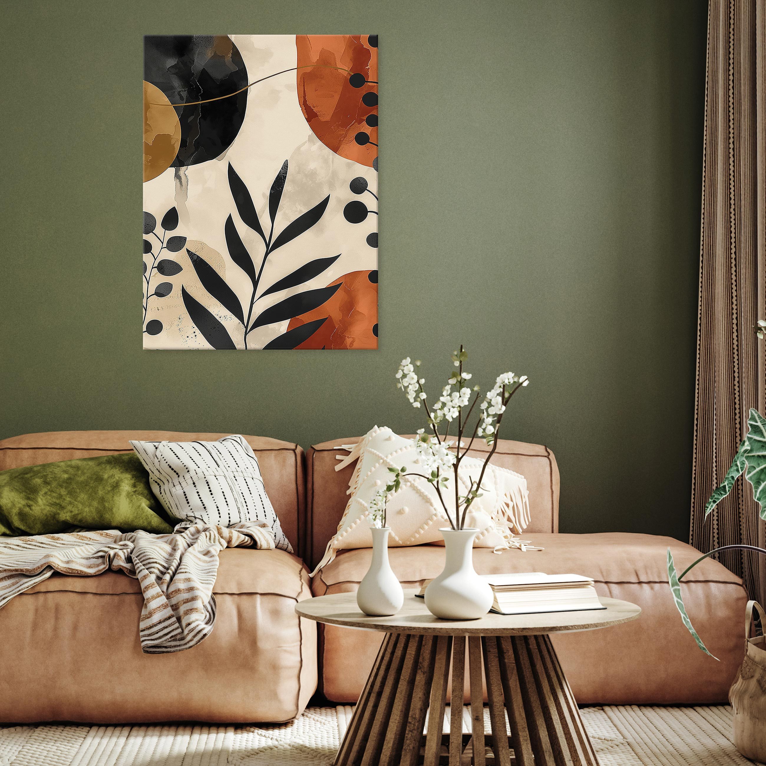 Wallarena Leinwandbild Blätter Abstrakt Boho Art Kunst Wandbild XXL Leinwan günstig online kaufen