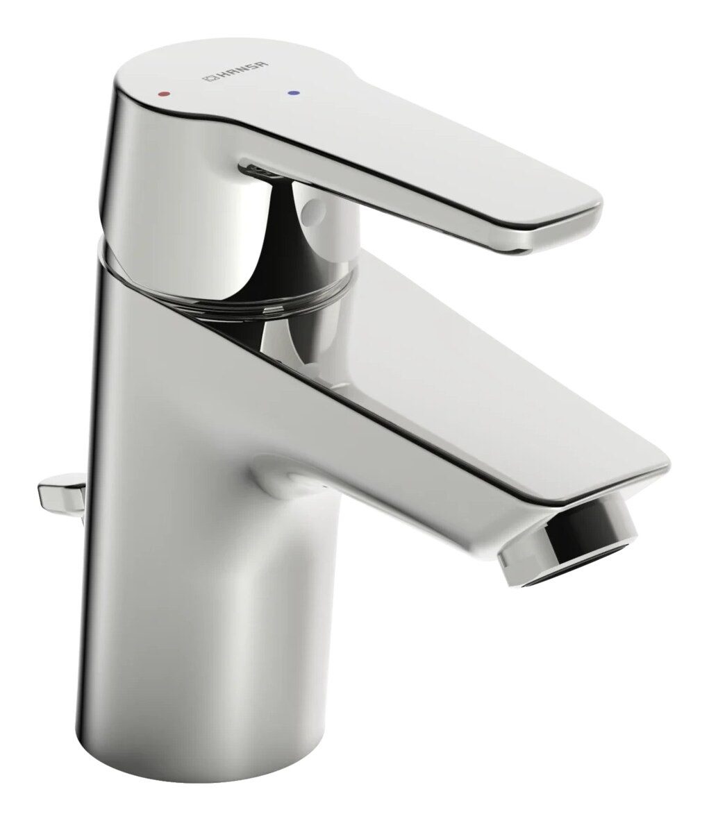 HANSA Waschtischarmatur Hansapolo Einhand-Einlochbatterie mit Zugstangen-Ablaufgarnitur Ausladung 103 mm