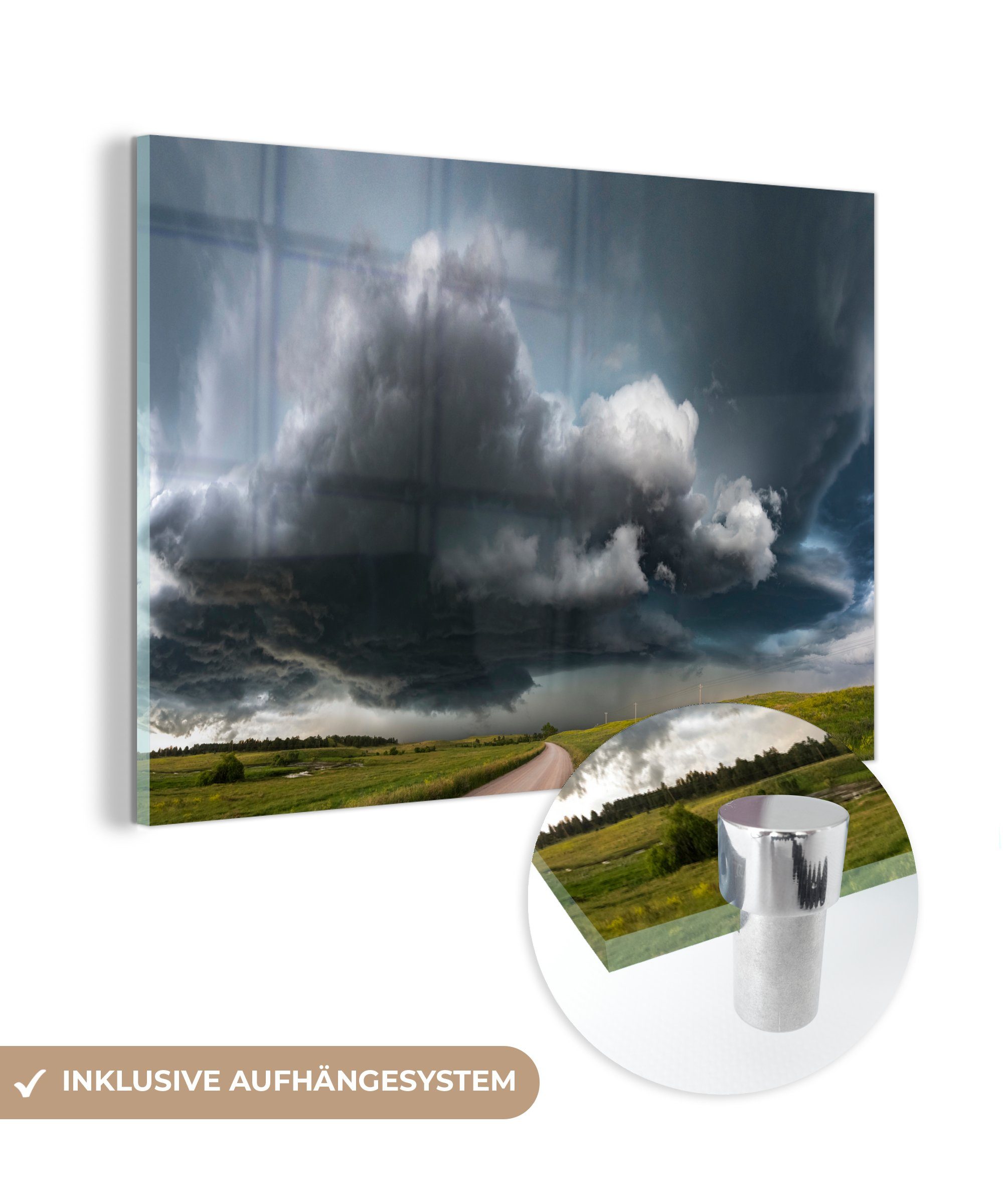 MuchoWow Acrylglasbild Gewitterwolke in Wyoming, (1 St), Acrylglasbilder Wohnzimmer & Schlafzimmer