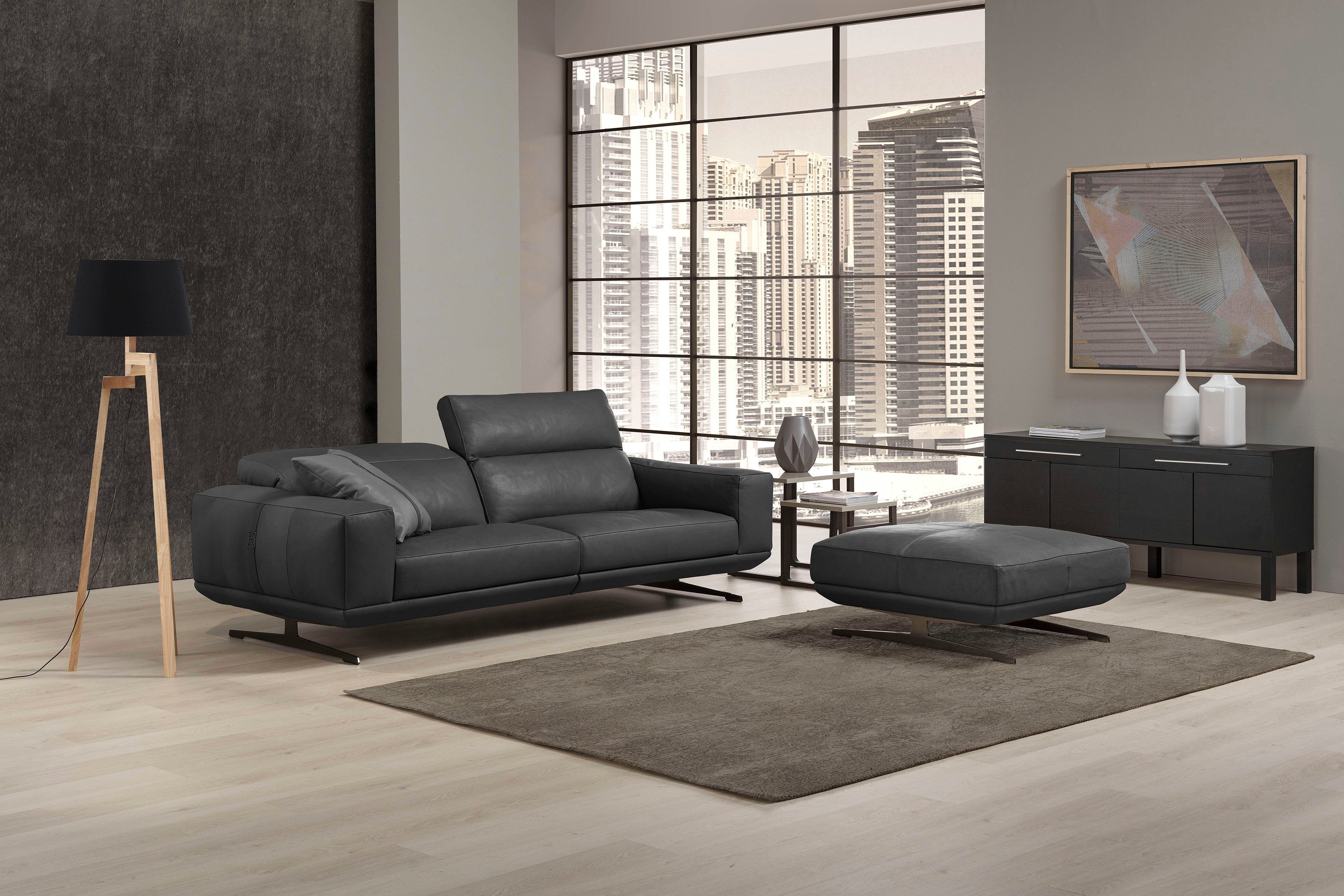 Egoitaliano 2,5-Sitzer Gloria, super bequem und hochwertige Verarbeitung, edles Design, beidseitig verstellbare Rückenelemente, mit Metallfüßen