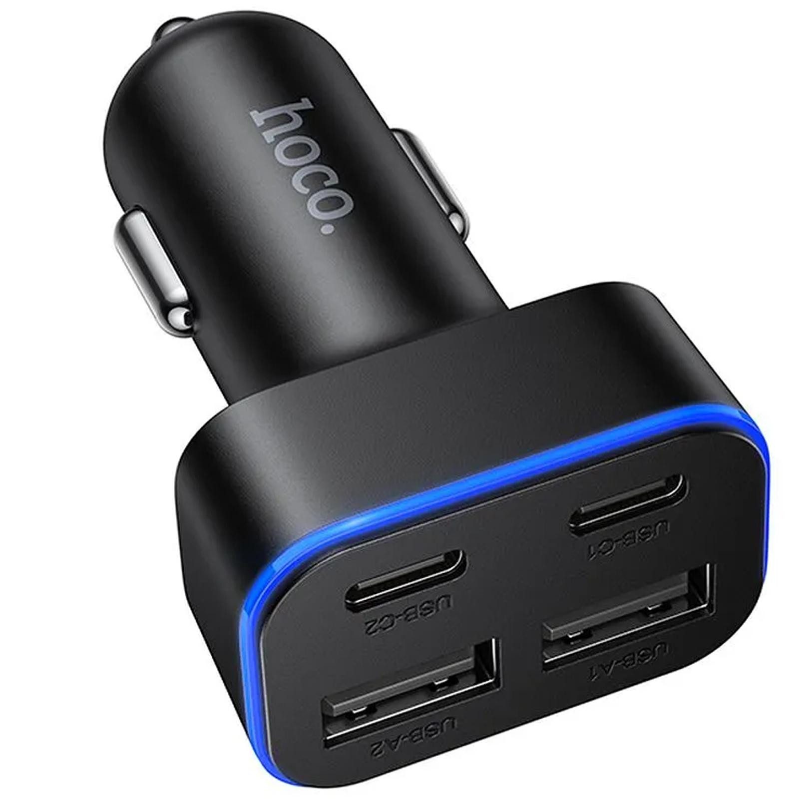 hoco. Z63 KFZ Ladegerät 4 Port USB A USB C Auto Smartphone-Ladegerät (3000 mA, Handy KFZ Ladegerät 4 Port USB A USB C Auto Schnell Ladeadapter)
