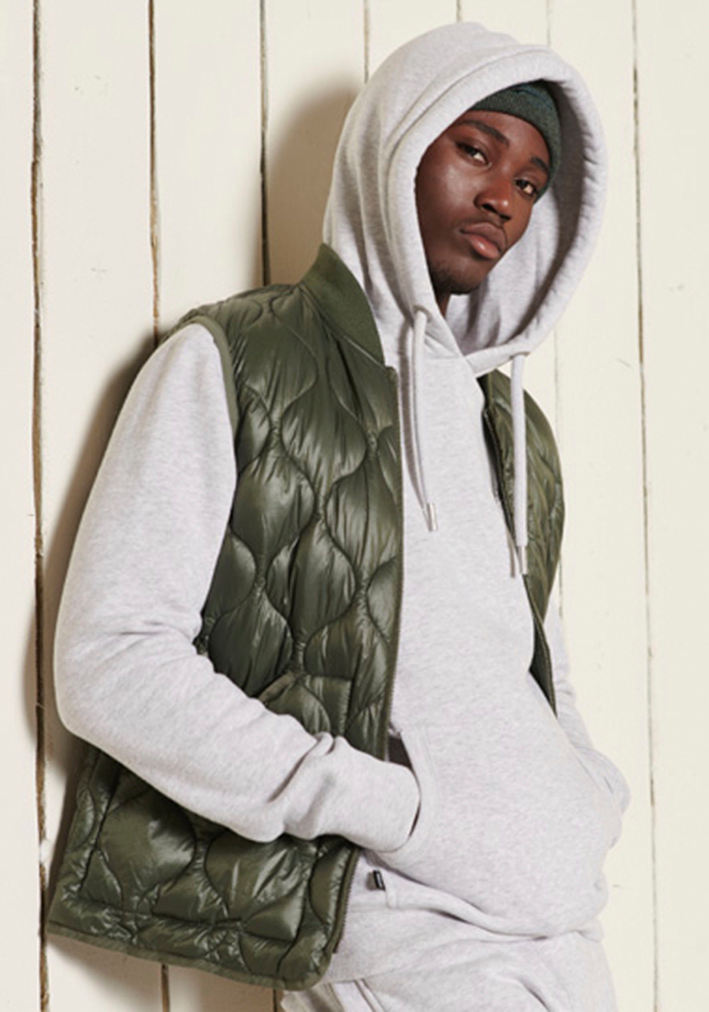 EMB Superdry LOGO Kapuzensweatshirt grey marl HOOD