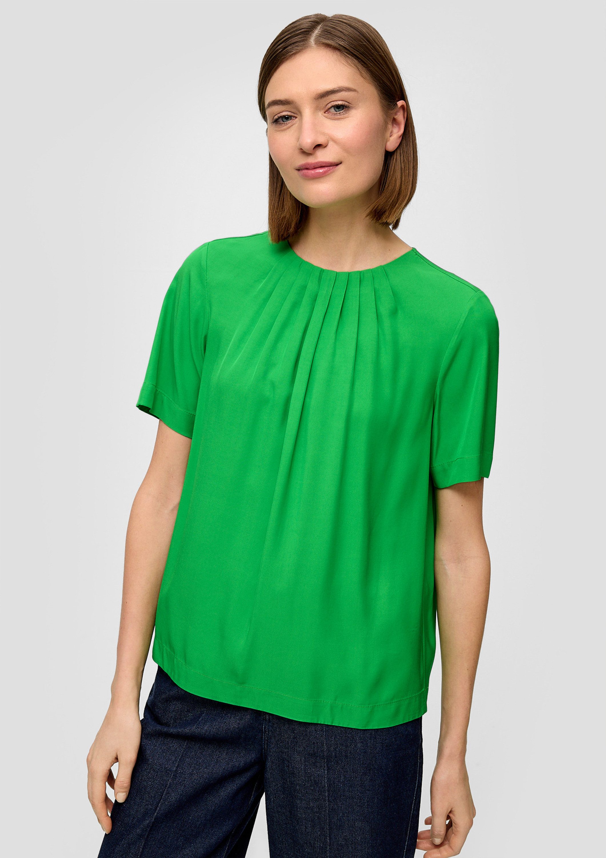 s.Oliver Kurzarmbluse Bluse Bluse aus schimmerndem Viskosetwill günstig online kaufen