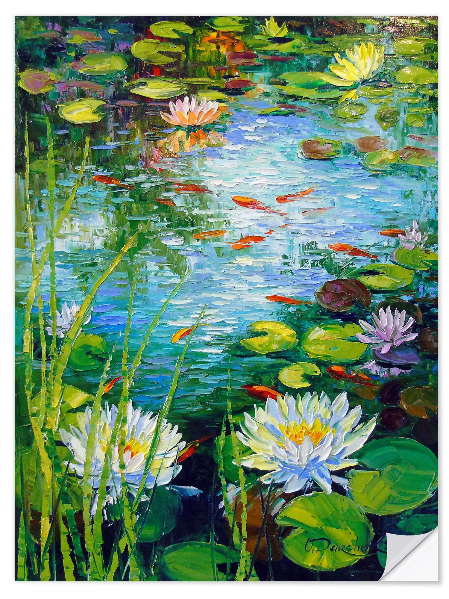 Posterlounge Wandfolie Olha Darchuk, Faszinierender Teich, Malerei