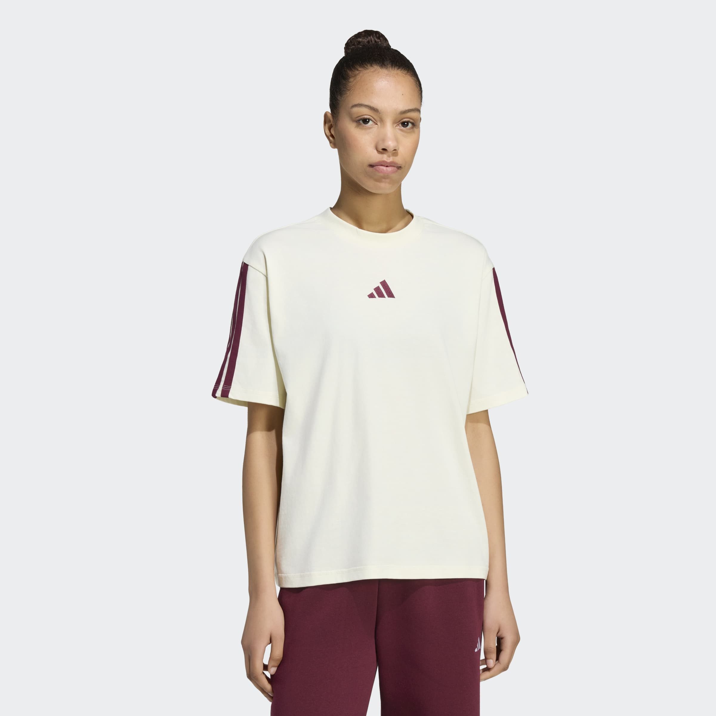 adidas Sportswear T-Shirt ESSENTIALS 3-STREIFEN BOYFRIEND Kurzarmdesign, mit Rundhalsausschnitt, gerader Abschluss