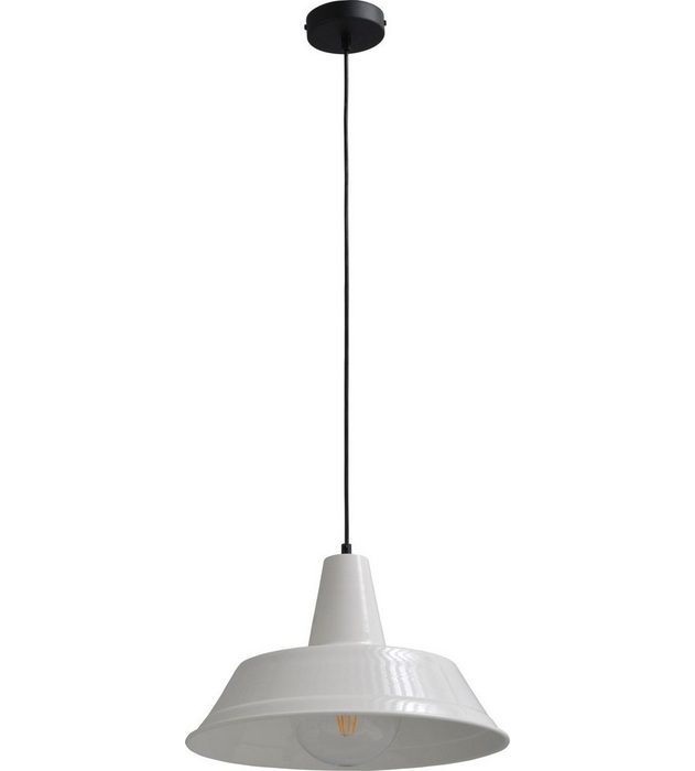 Licht-Erlebnisse Pendelleuchte PRATO ohne Leuchtmittel Hängeleuchte Küche Esstisch Weiß Schwarz E27 Metall Ø 35 cm Industrie