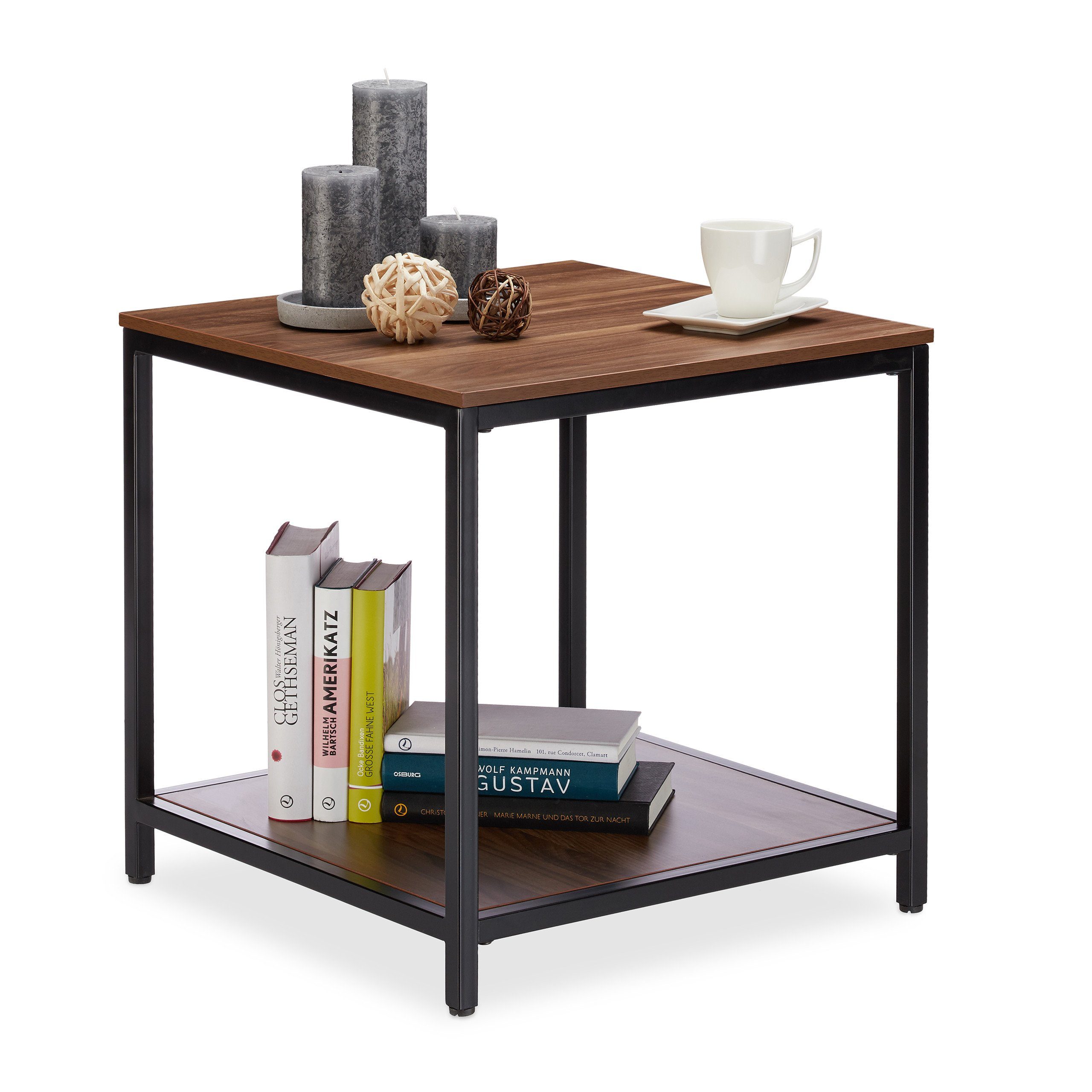 relaxdays Beistelltisch Holz mit Metallgestell günstig online kaufen
