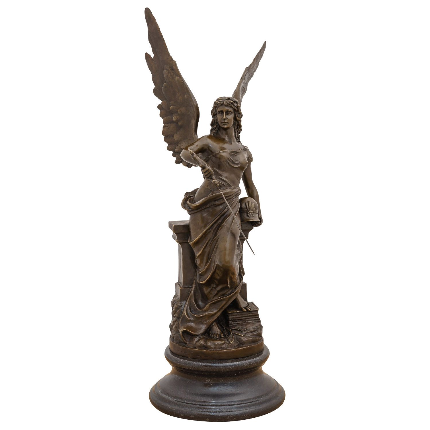 Aubaho Dekoobjekt Bronzeskulptur Göttin Minerva Mythologie Bronze Figur Statue Antik-Sti