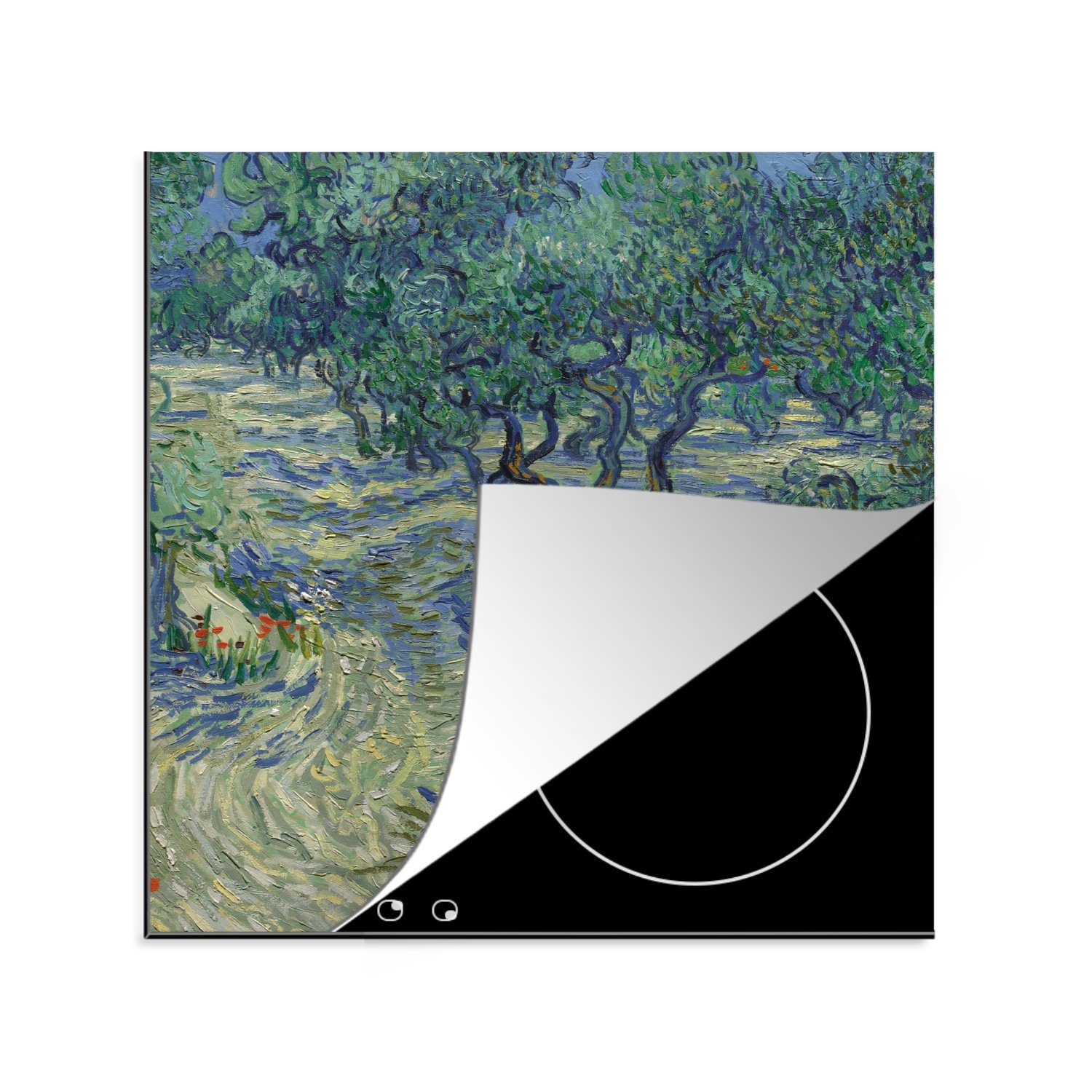 MuchoWow Herdblende-/Abdeckplatte Der Olivenhain - Gemälde von Vincent van Gogh, Vinyl, (1 tlg), 78x78 cm, Ceranfeldabdeckung, Arbeitsplatte für küche