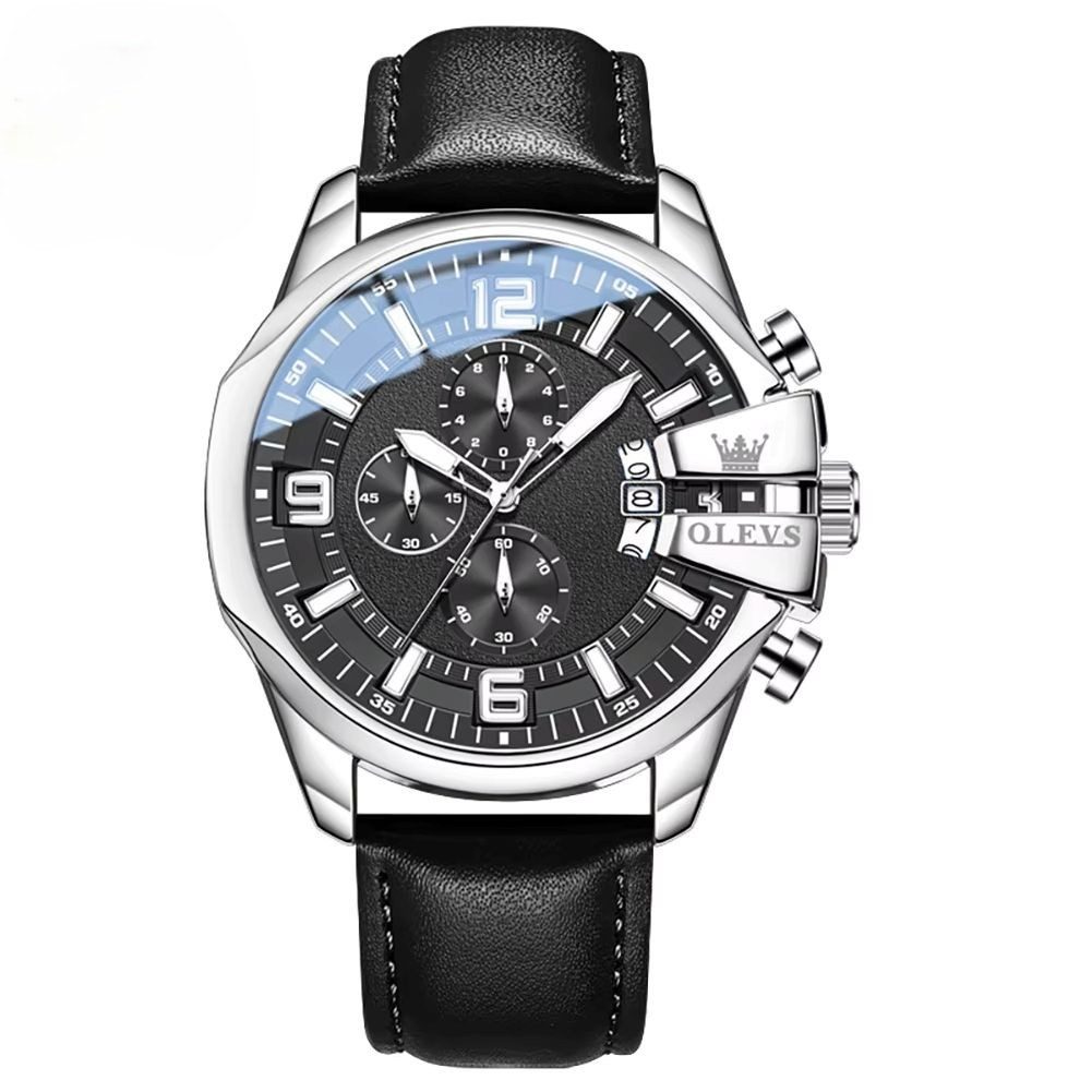 OLEVS Chronograph OLEVS Prestige Chronograph Uhr XXL 50 mm Lederarmband, 4 Farben