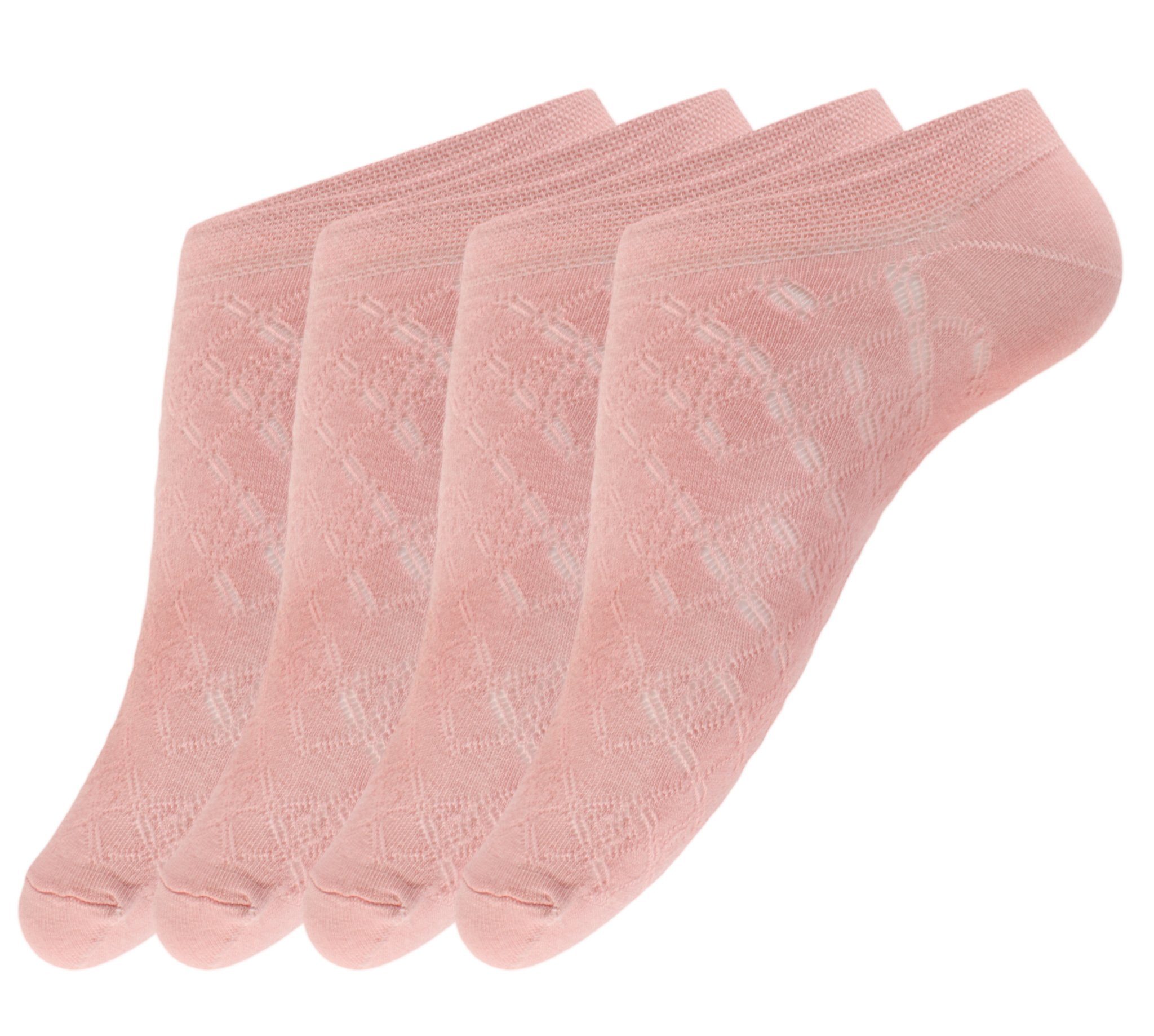 Sneakersocken 4 Paar rutschfeste Sneaker Socken für Damen Footies Füßlinge