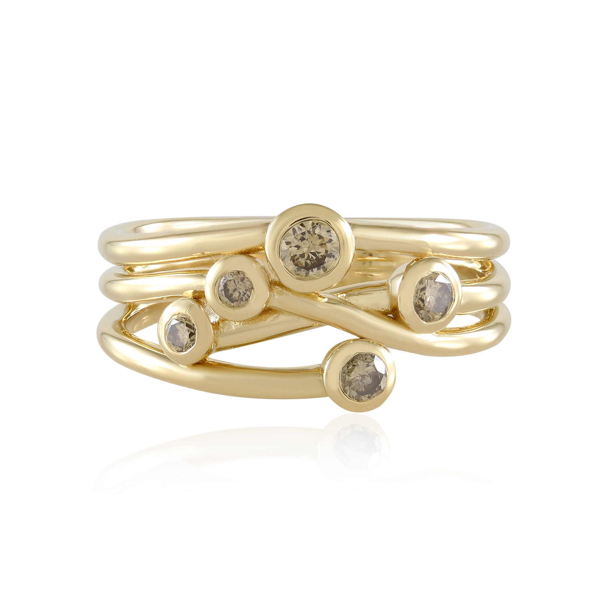 Cavill Diamantring Cavill Mehrband-Ring aus vergoldetem 925 Silber mit 0,263 ct Diamanten (1-tlg)