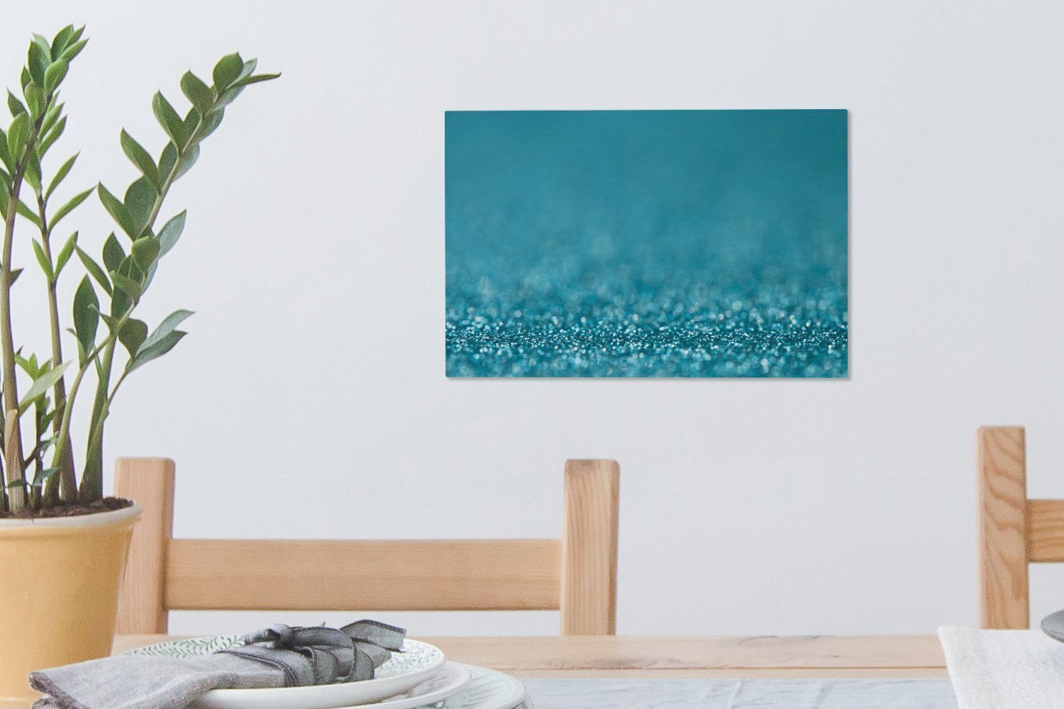 OneMillionCanvasses® Leinwandbild Türkisfarbener Glitter, Fotodruck (1 St), Leinwand Bilder Klein, Wand Dekoration Aesthetic 30x20 cm – Bild 5 von 5