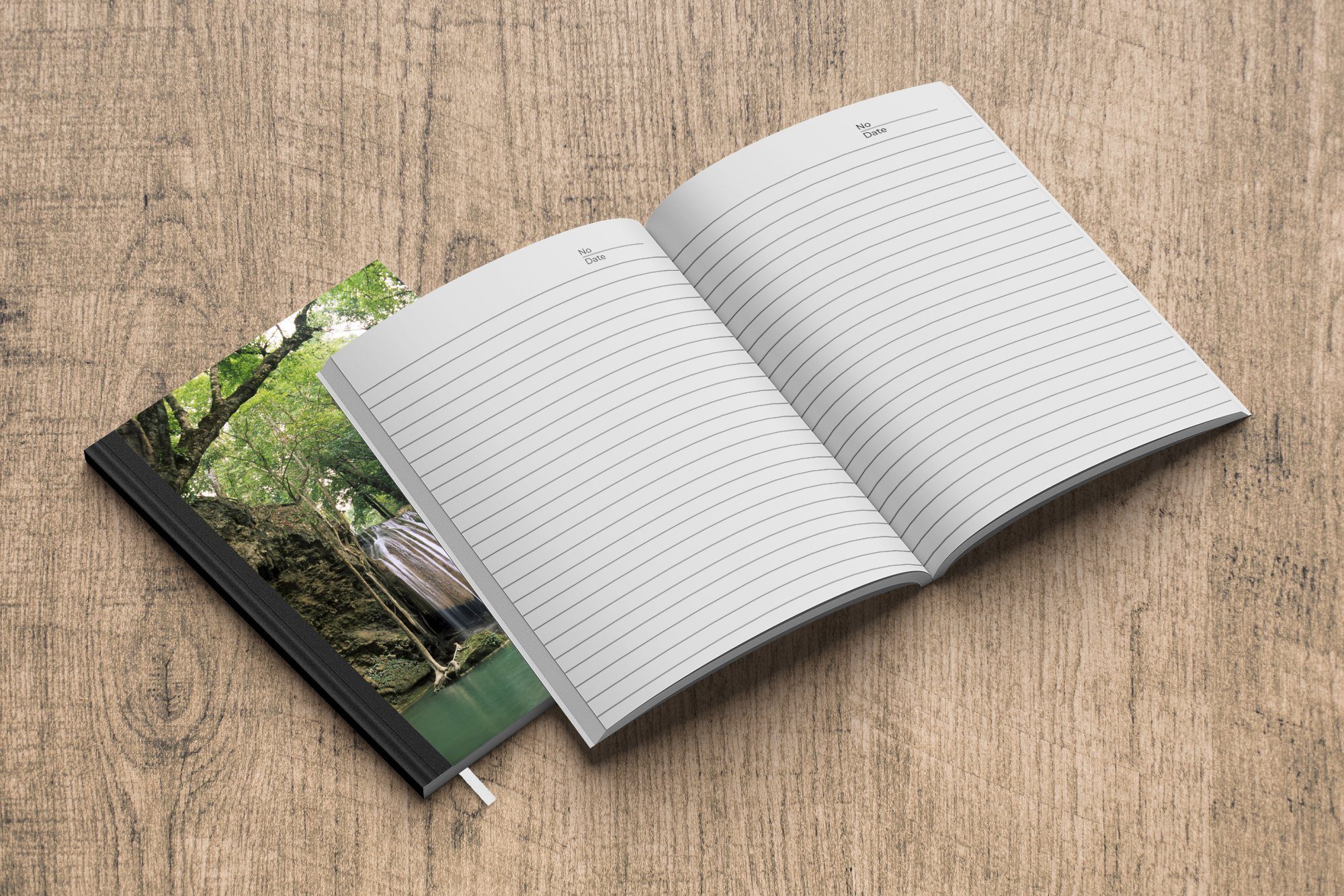 hoher Journal, Merkzettel, Notizheft, Seiten, Tagebuch, Notizbuch A5, Haushaltsbuch 98 Wasserfall MuchoWow in Ein Thailands Erawan-Nationalpark,