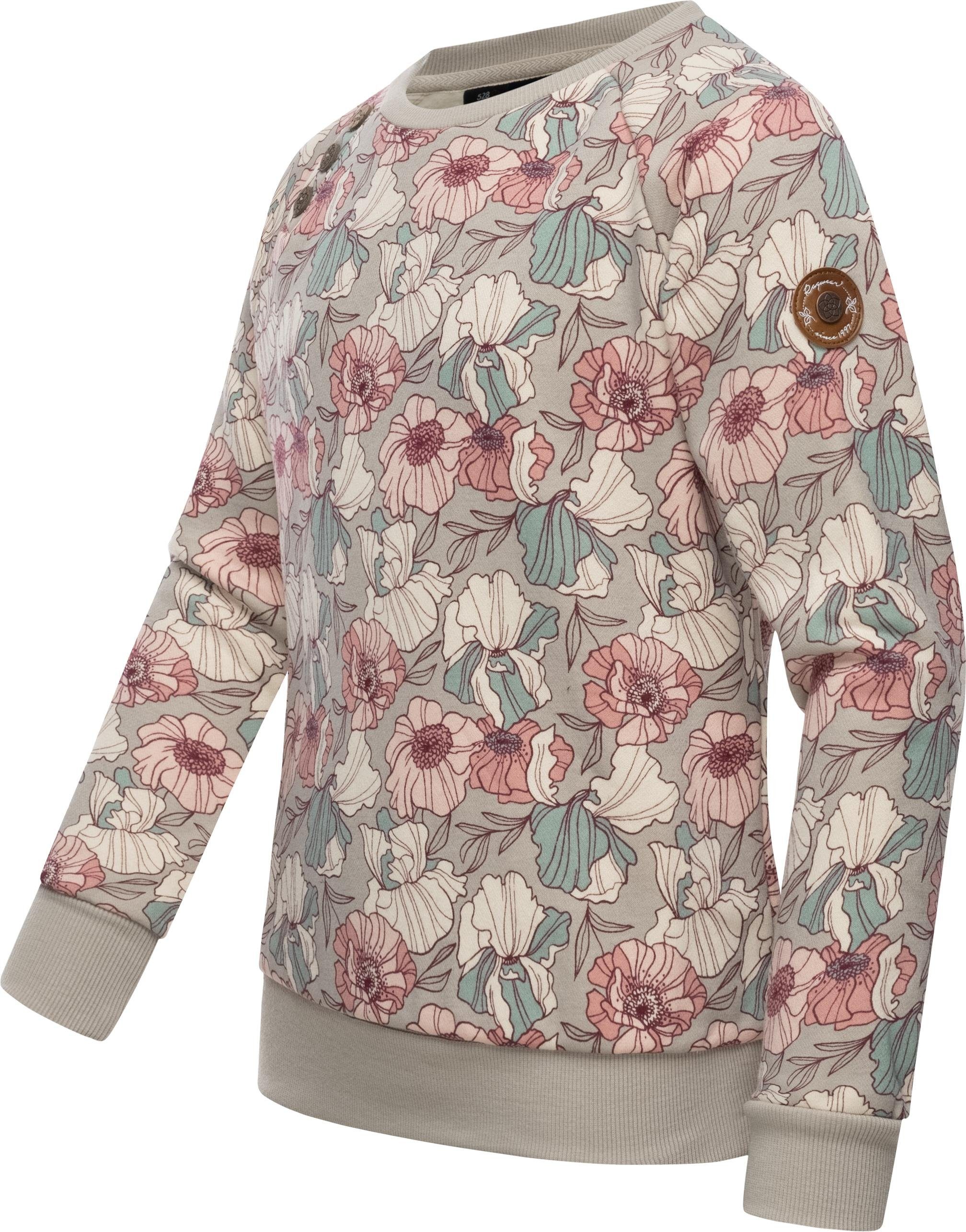 Ragwear Sweater Darinka stylisches mit beige Blumenmuster Sweatshirt Freesia Mädchen