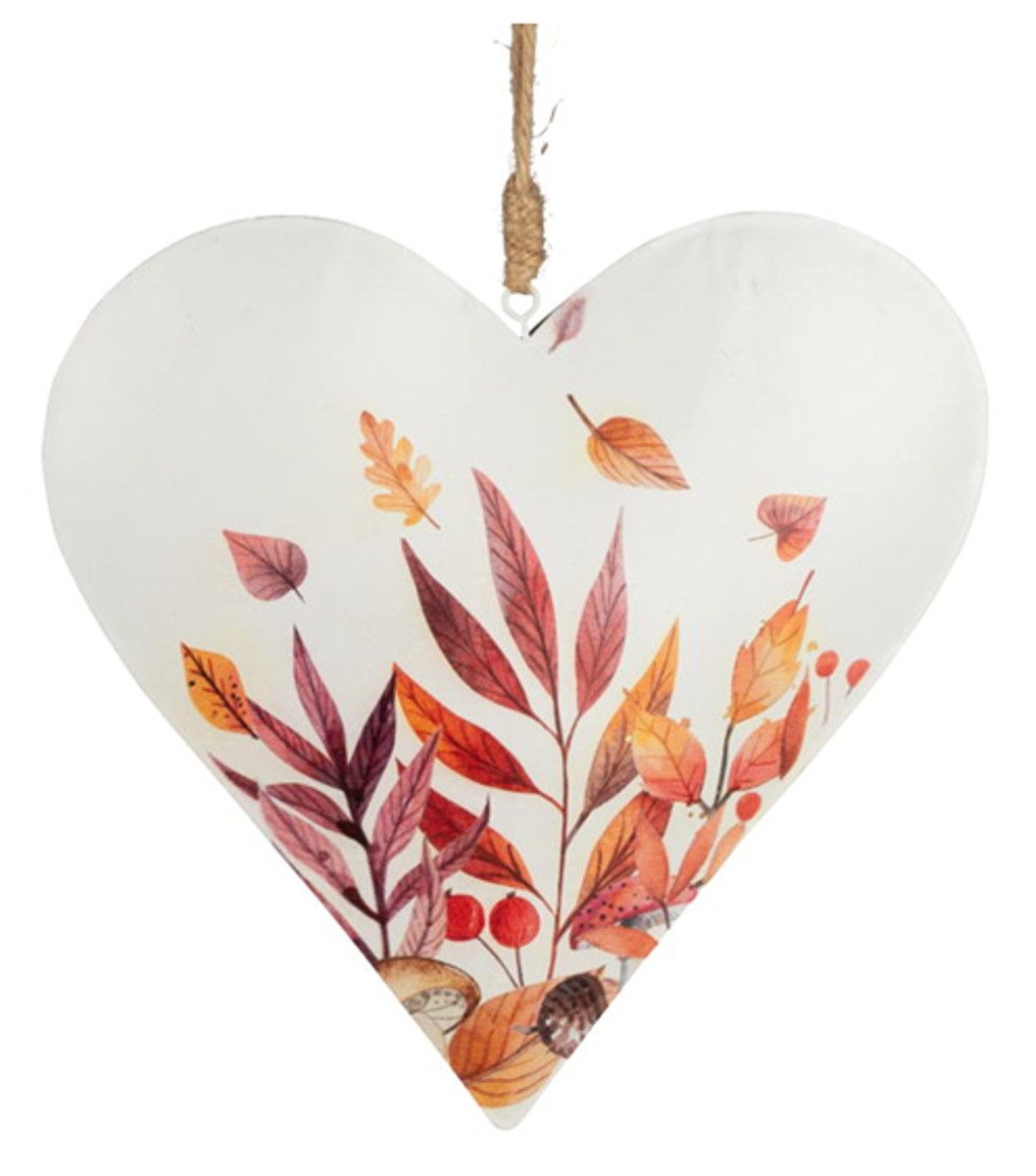 formano Dekohänger Herz aus Metall buntes Herbstlaub - 15cm oder 20cm - Dekor beidseitig