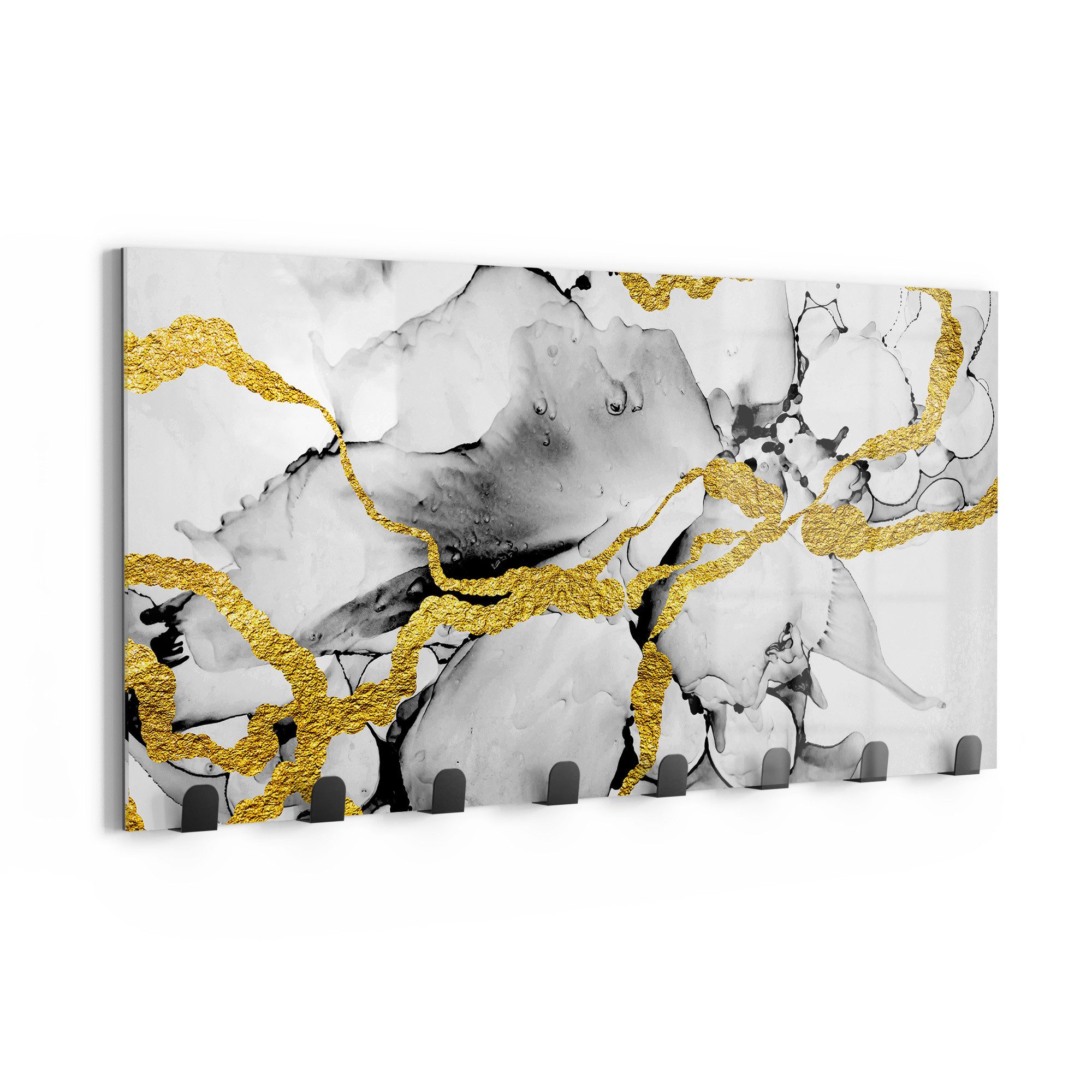 DEQORI Kleiderhaken 'Goldene Adern', Glas Garderobe Paneel magnetisch beschreibbar