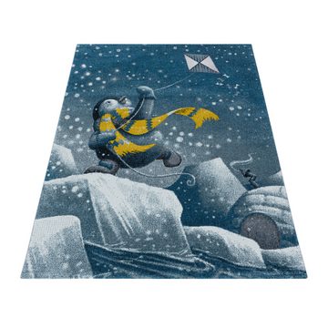 Kinderteppich Pinguin-Iglu-Design, Carpettex, Rund, Höhe: 11 mm, Teppich Kinderzimmer Pinguin-Iglu-Design Teppich Pflegeleicht