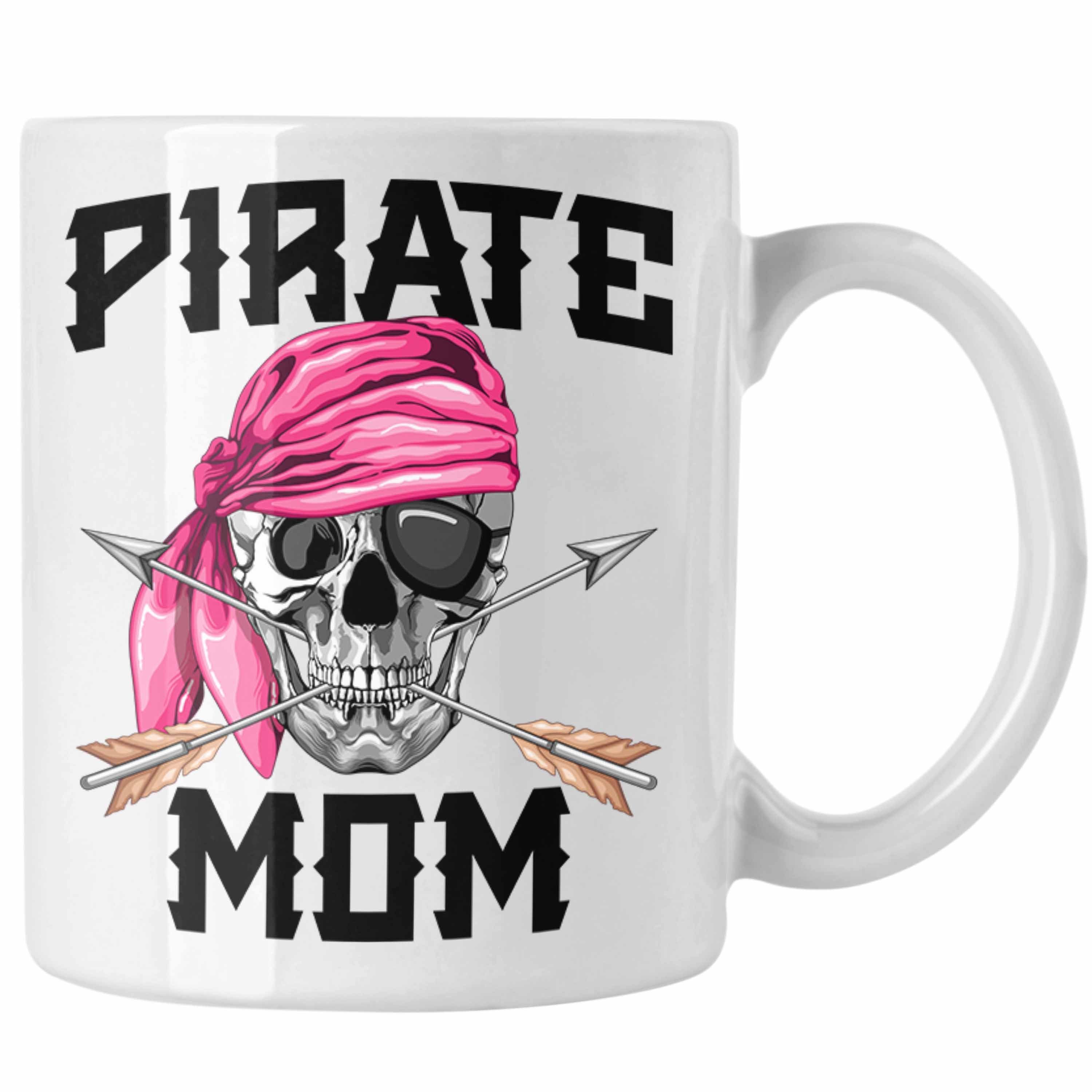 Trendation Tasse Pirate Mom Tasse Geschenk Muttertag für eine Piraten Mutter Weiss