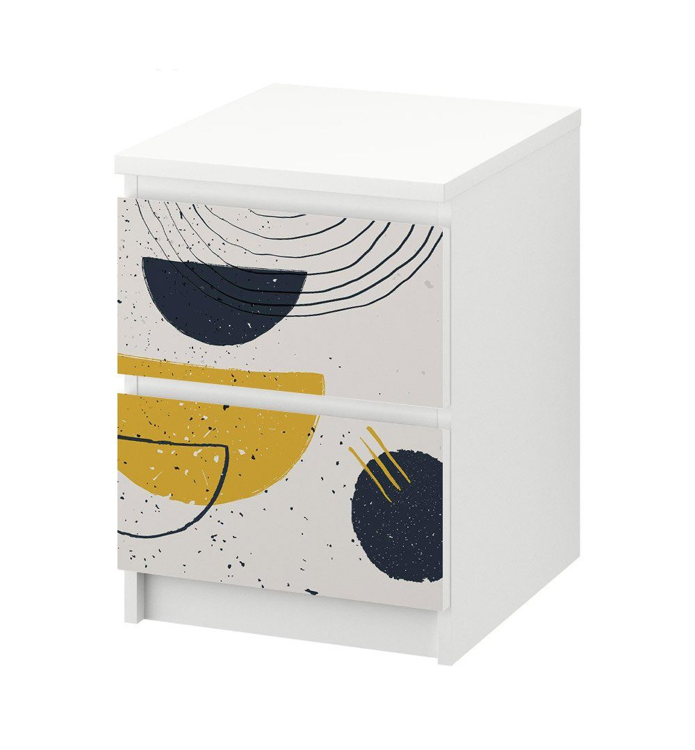 MyMaxxi Möbelfolie Kommodenaufkleber Malm gelbe Halbkreise Klebefolie Möbelfolie Folie, (gelbe Halbkreise, 1St.}, Ein Aufkleber je Schublade), Selbstklebend