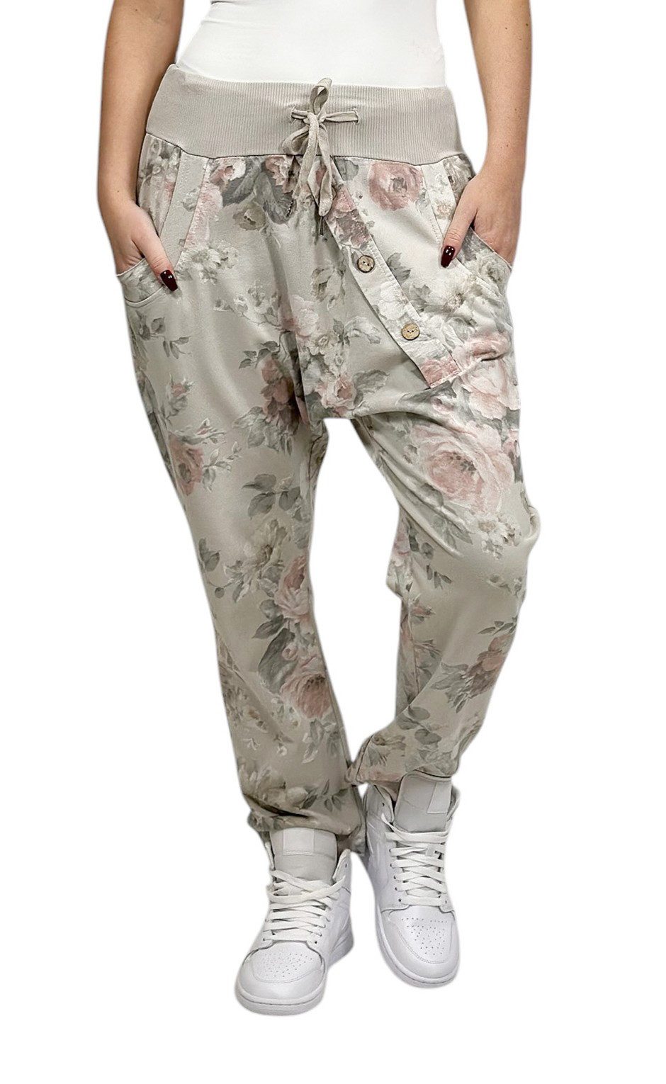 Boyfriend-Hose Damen Hose Sweatpants Jogginghose Blumen M.130