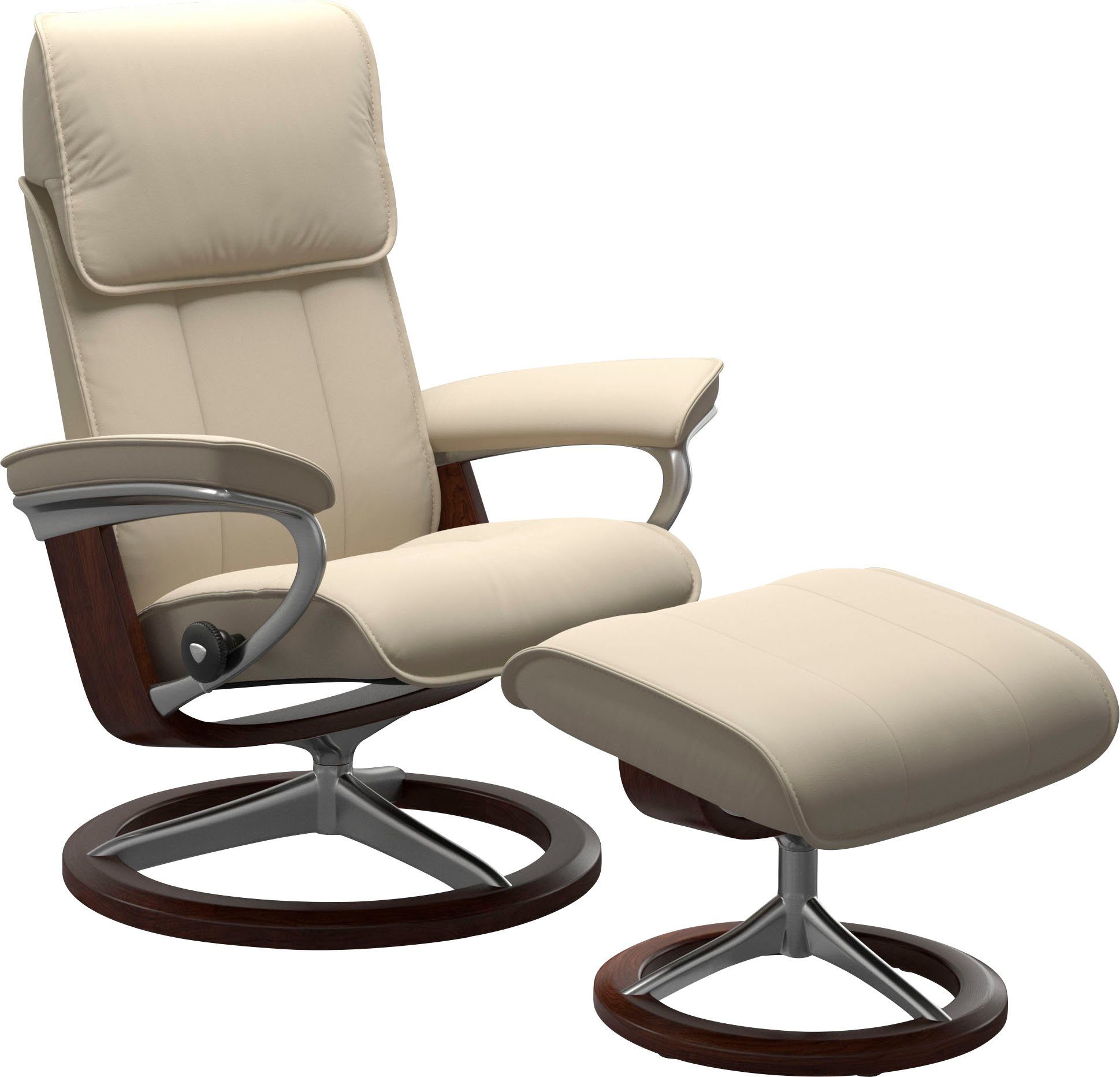 Stressless® Relaxsessel Admiral (Set, Relaxsessel Hocker), Größe Base, inkl. Signature Gestell mit Braun BATICK cream & M L