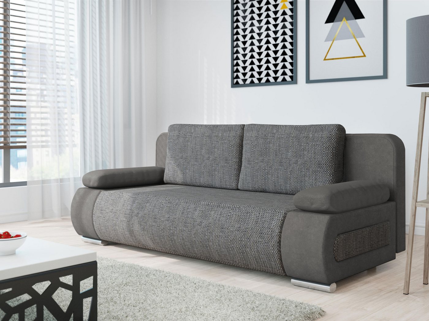 MIRJAN24 Schlafsofa Emma, mit Schlaffunktion und Bettkasten, Freistehendes, Aufklappbares, 3-Sitzer