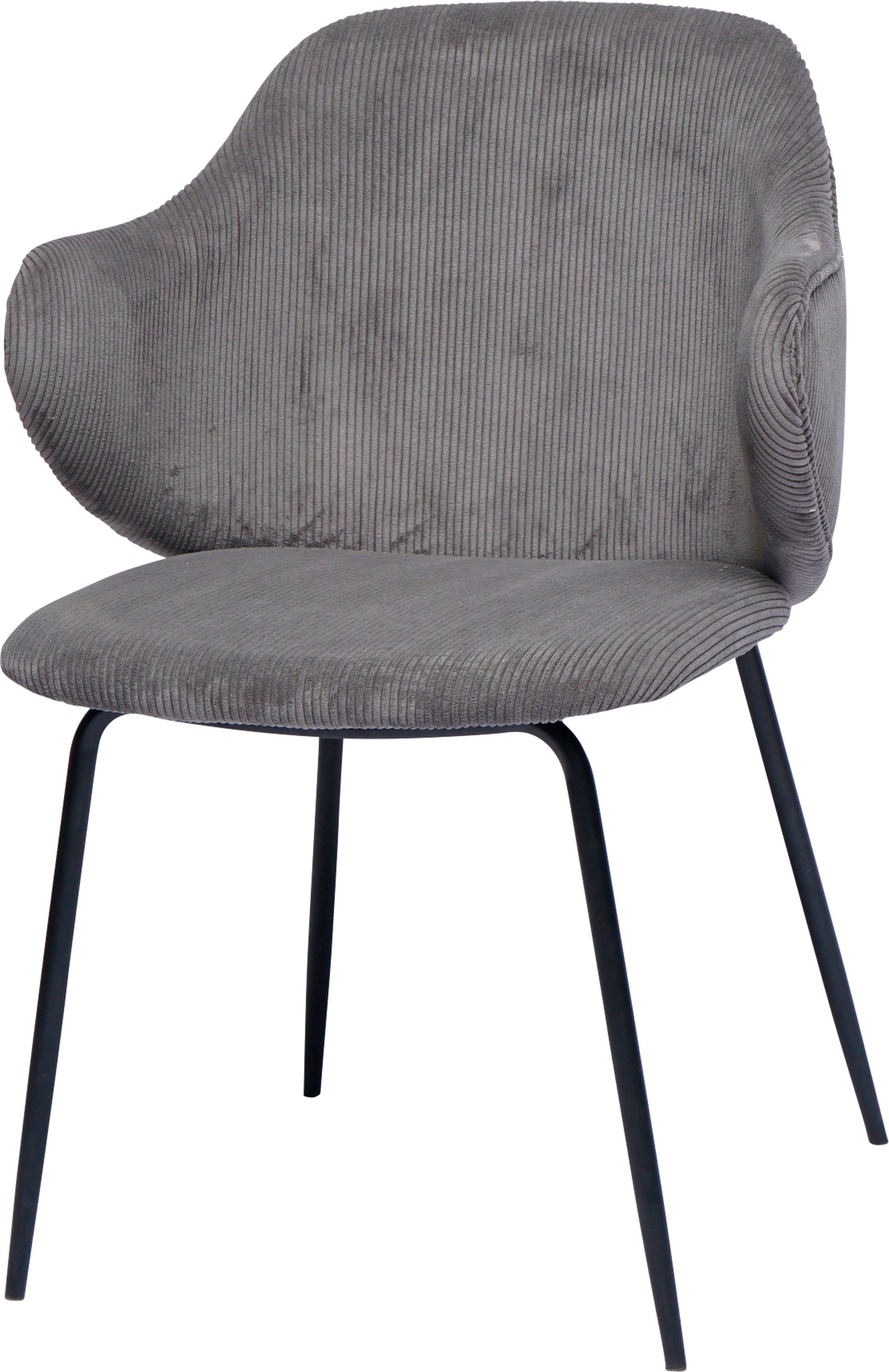 SalesFever Armlehnstuhl (Set, 2 St), Bezug in Cord-Optik Grau/Schwarz | Grau | Stühle