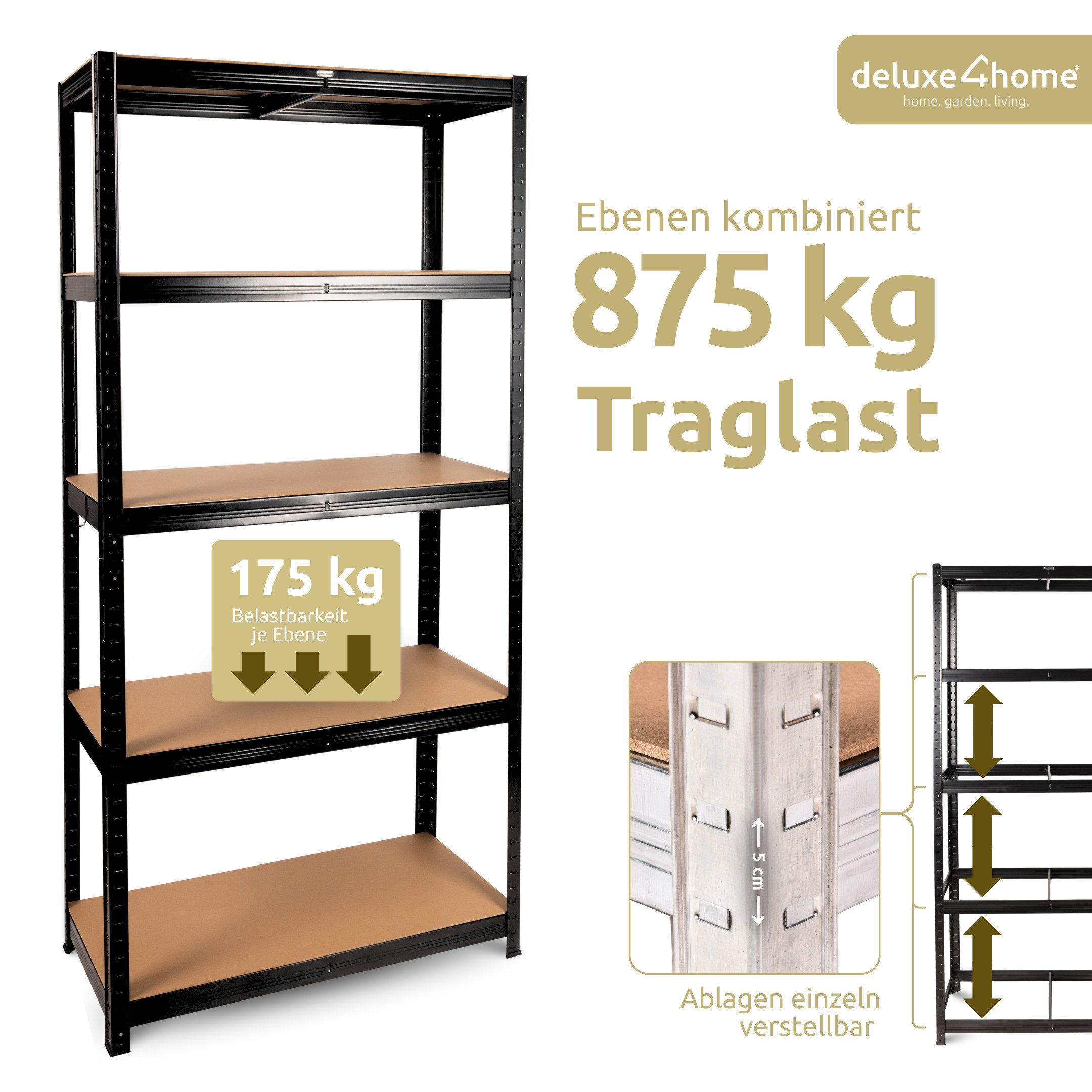 deluxe4home Schwerlastregal Kellerregal verzinkt I 40x90x180cm günstig online kaufen
