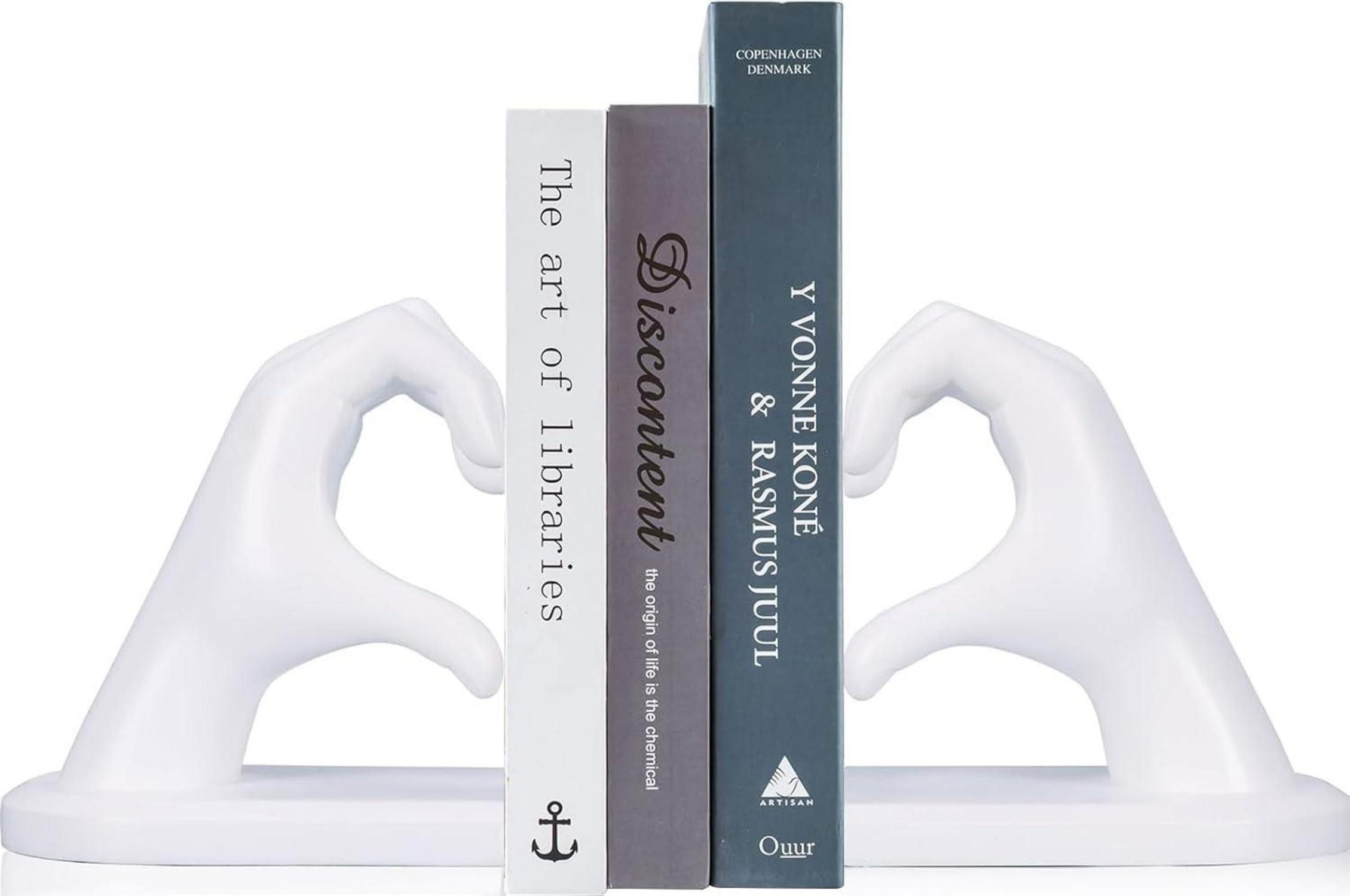 LuxusKollektion Buchstütze Dekorative Harz Buchstützen Set Herz Hände Skulptur