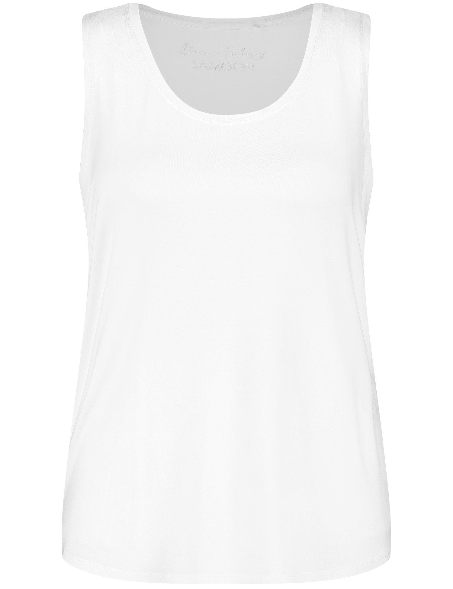 white Shirttop Samoon Basic-Top mit Seitenschlitzen