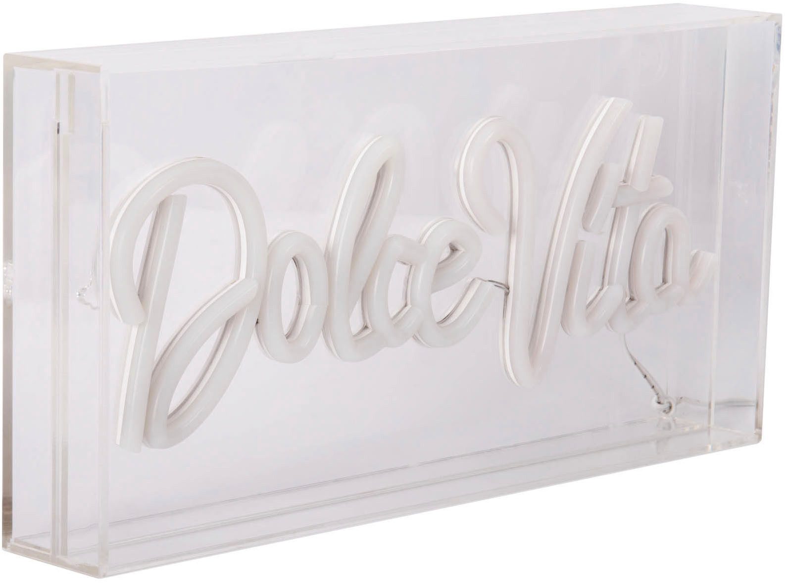 näve LED Dekolicht DOLCE VITA, USB-Anschluss mit Ladefunktion, LED fest integriert, blau, rot, Schriftzug beleuchtet blau rot, Tisch- Wandfunktion, transparent, USB