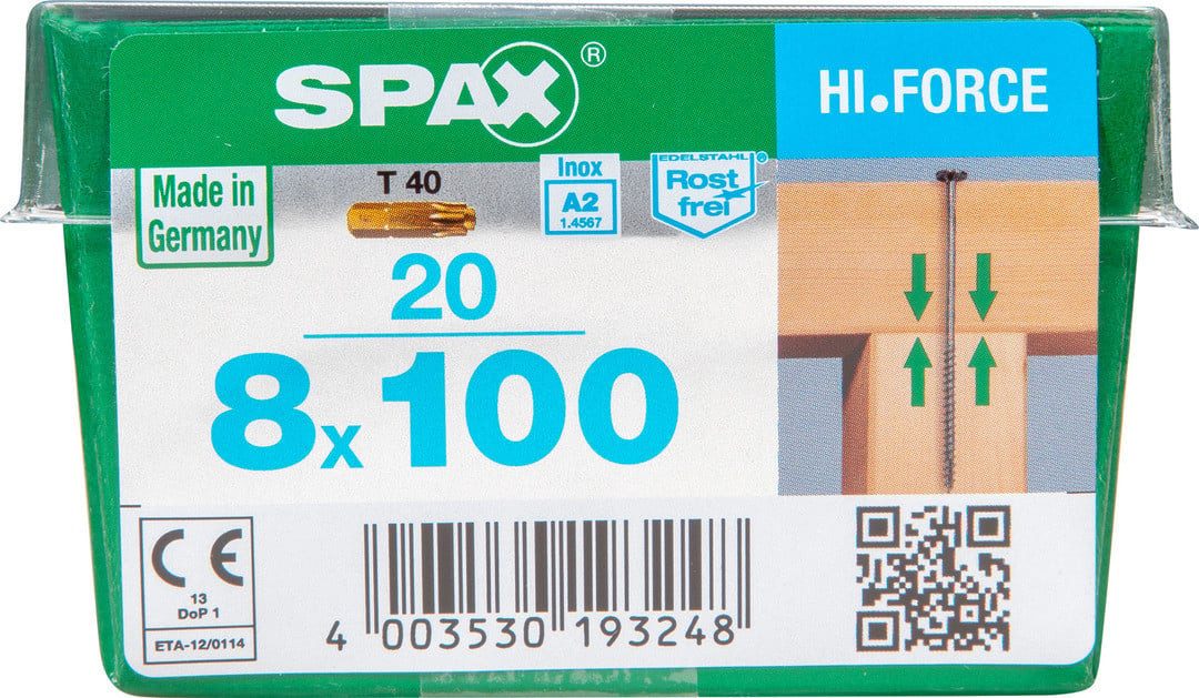 SPAX Flachrundkopfschraube Spax Tellerkopfschrauben 8.0 x 100 mm TX 40 - 20