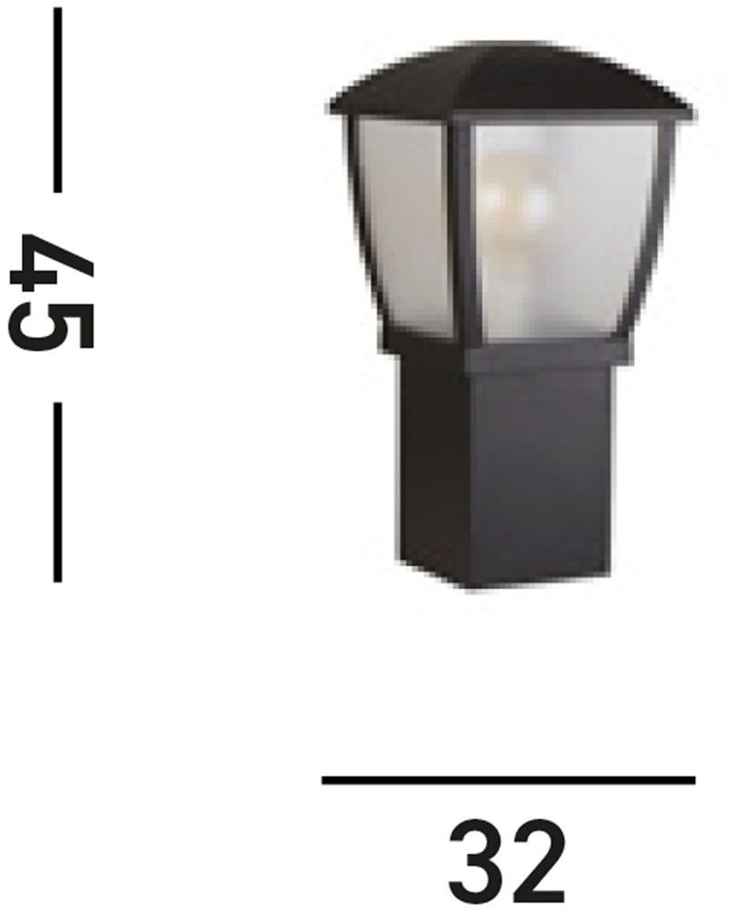 Searchlight Pollerleuchte Seattle Post - Black Metal & Clear Frosted Polycarbonate, Leuchtmittel wechselbar