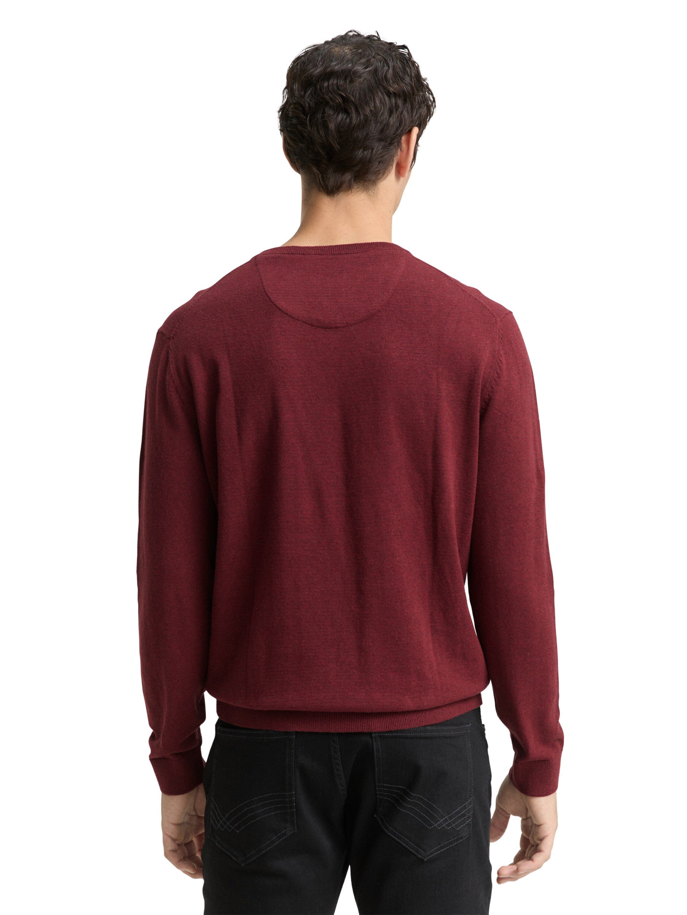 TOM TAILOR V-Ausschnitt-Pullover mit kleiner Logo-Stickerei