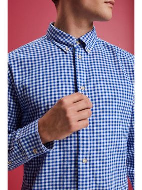 edc by Esprit Kurzarmhemd Button-Down-Hemd mit Vichy-Muster, 100% Baumwolle