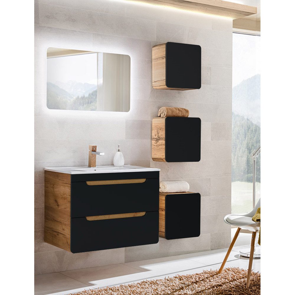 Lomadox Badmöbel-Set NEW-LUTON, (Spar-Set, 5-St), Eiche günstig online kaufen