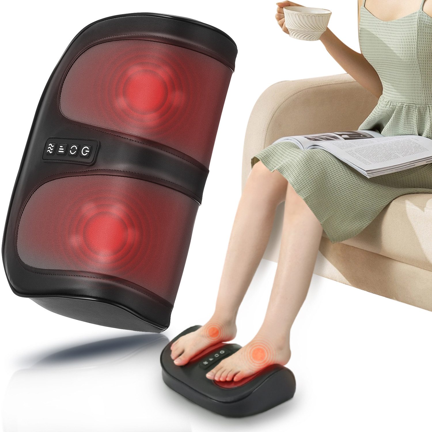 Shiatsu-Fußmassagegerät Elektrisches Fußmassagegerät, Wärmefunktion, Akupressur und Kneten