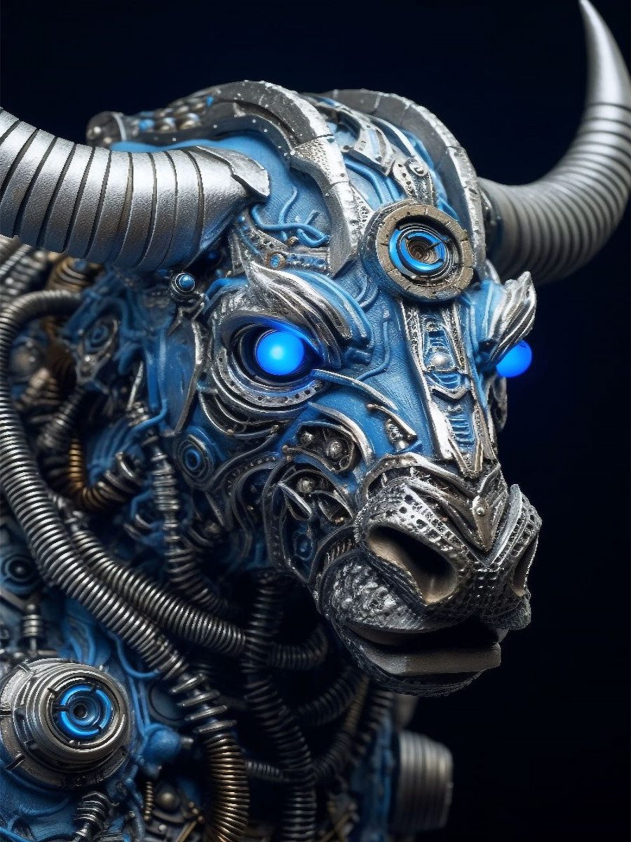 CALVENDO Puzzle CALVENDO Puzzle Büffel - ein Cyborg Tier in Verbindung mit Elementen d, 1000 Puzzleteile