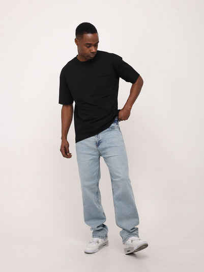 Denim House Loose-fit-Jeans Lässige Basic Baggy Jeans Hip Hip Loose Fit Denim in Blau W34/L34