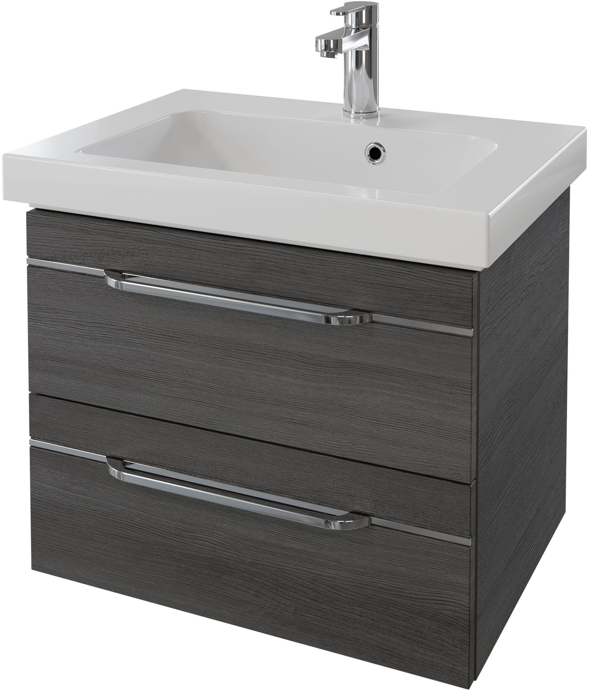 Saphir Waschtisch Serie Balto Mineralmarmor-Waschtisch mit Unterschrank, 64,4 cm breit (2-St), Waschplatz mit 2 Schubladen, Badschrank in verschiedenen Ausführungen