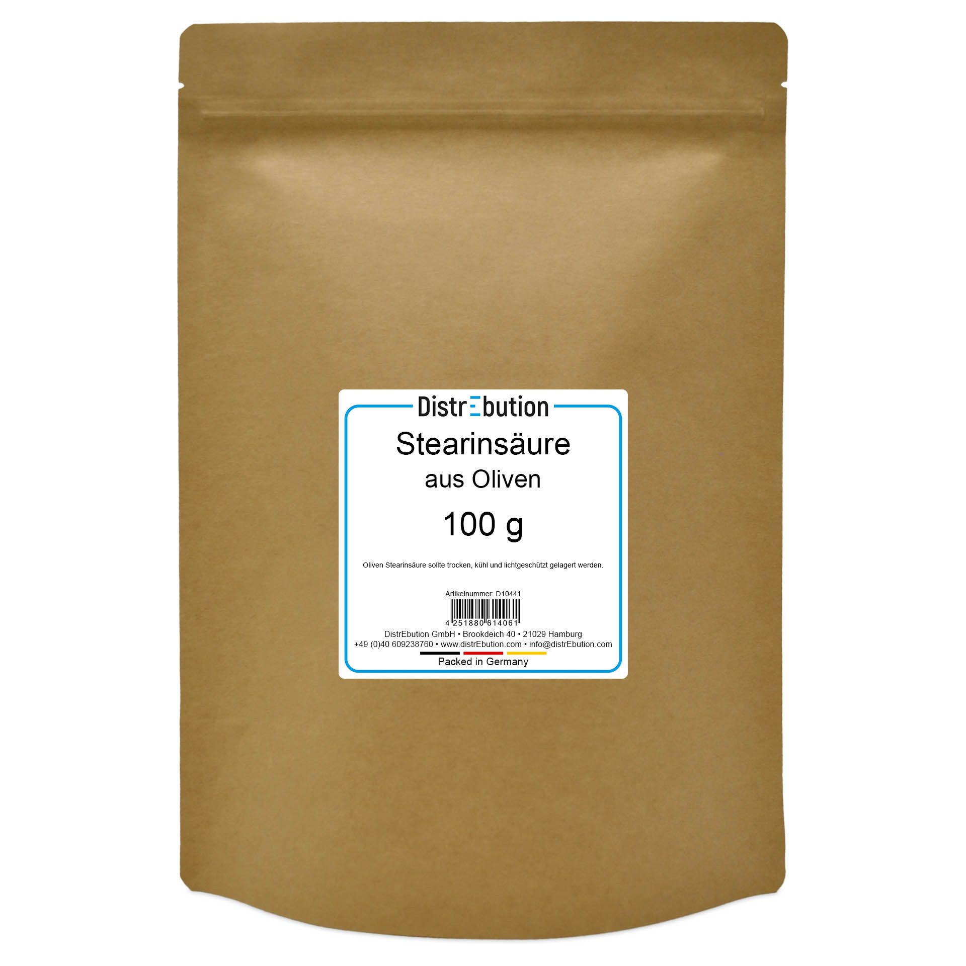 DistrEbution Bastelnaturmaterial Stearin Kerzenwachs aus Oliven, 100g-25kg Palmölfreie Stearinsäure, Für Stumpen- & Behälterkerzen
